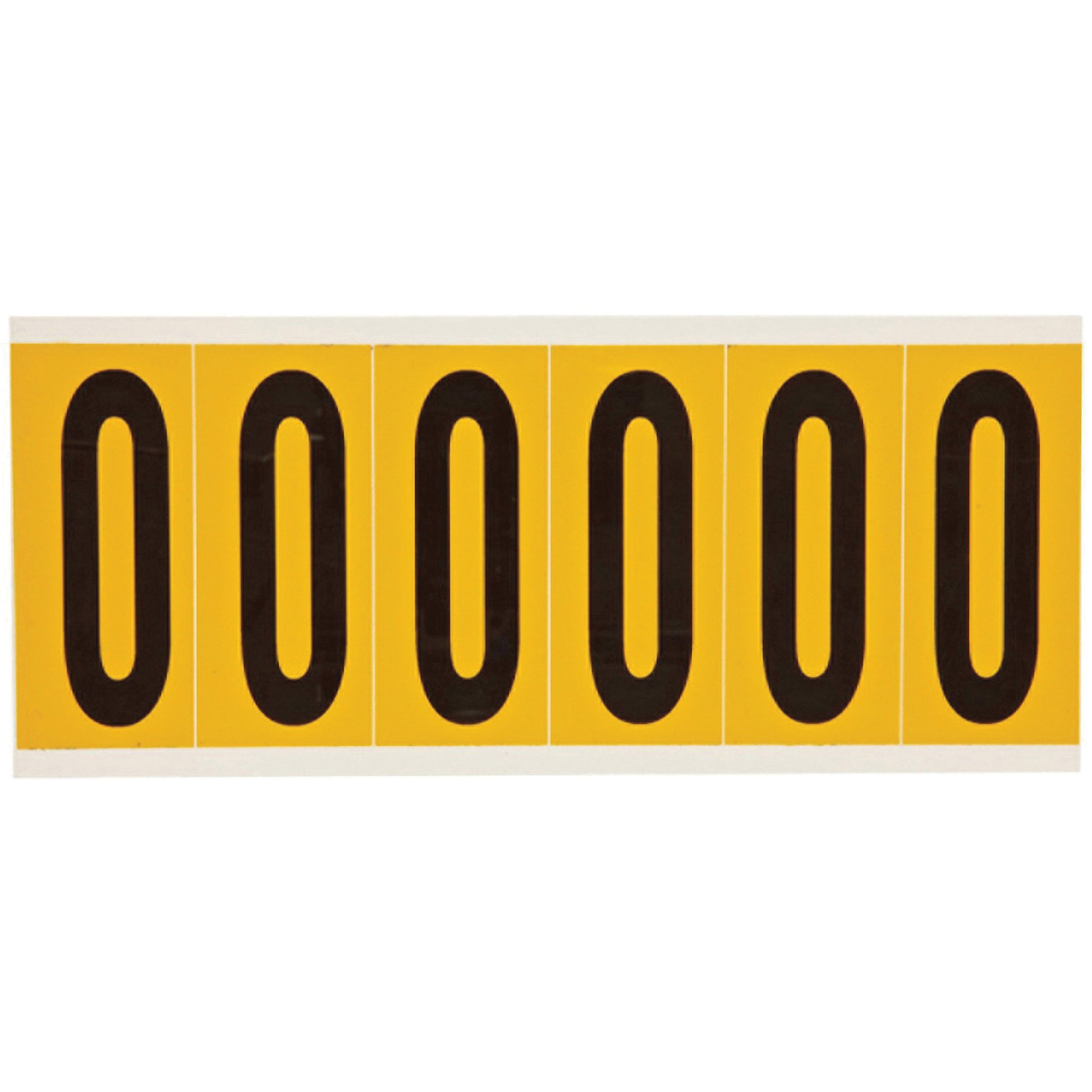 Brady Individual Number and Letter Labels, 0, 3" H, Black on Yellow
