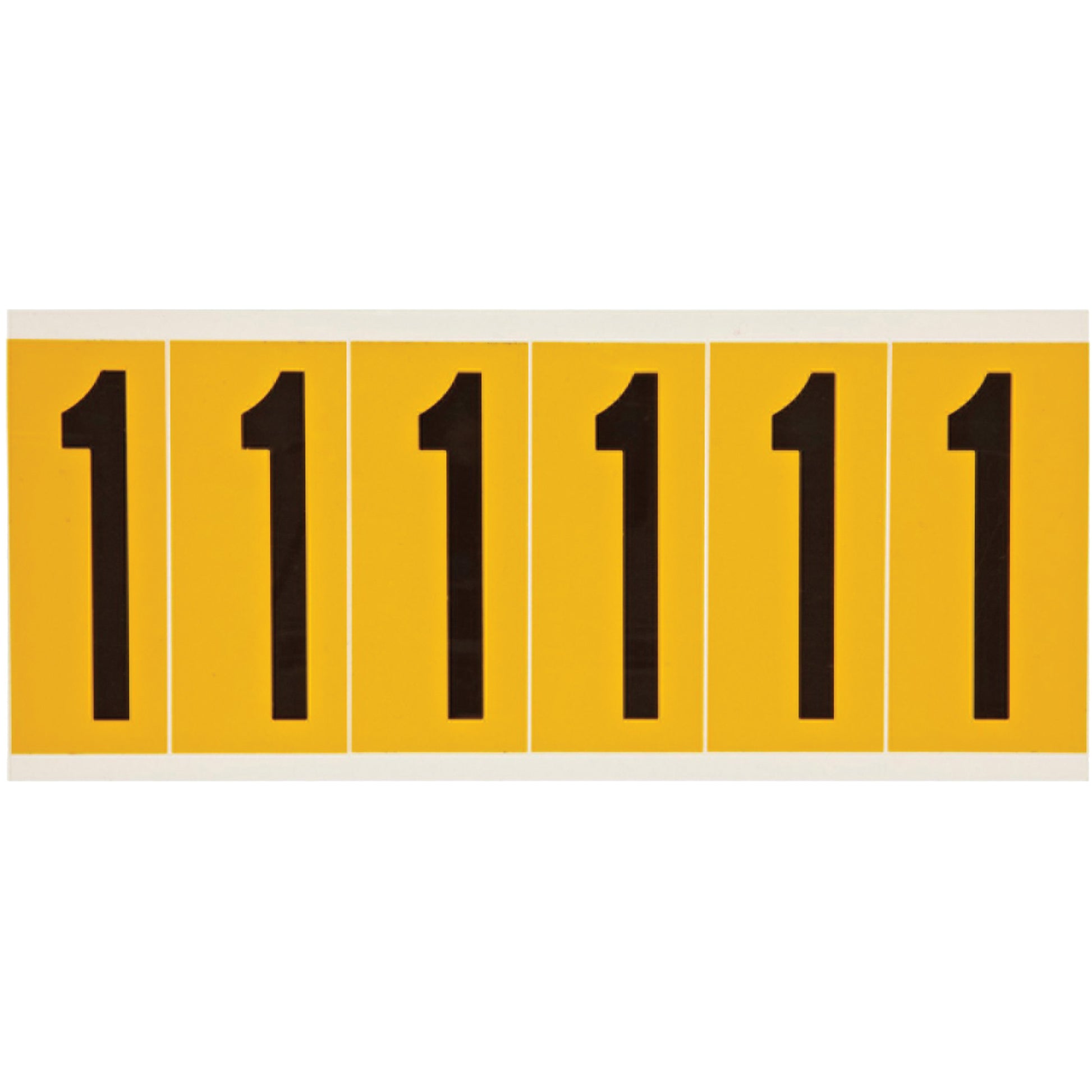 Brady Individual Number and Letter Labels, 1, 3" H, Black on Yellow