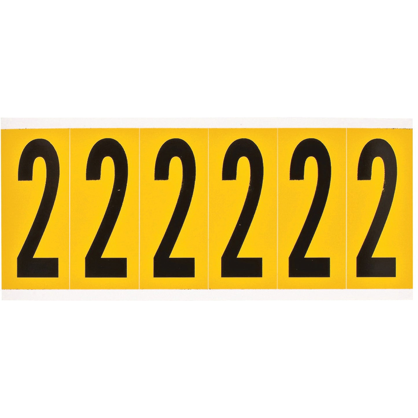 Brady Individual Number and Letter Labels, 2, 3" H, Black on Yellow