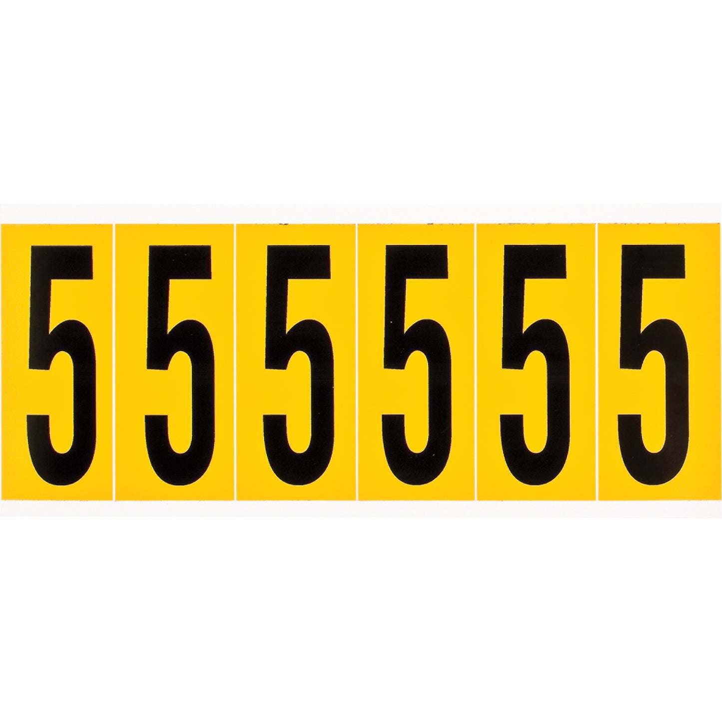 Brady Individual Number and Letter Labels, 5, 3" H, Black on Yellow