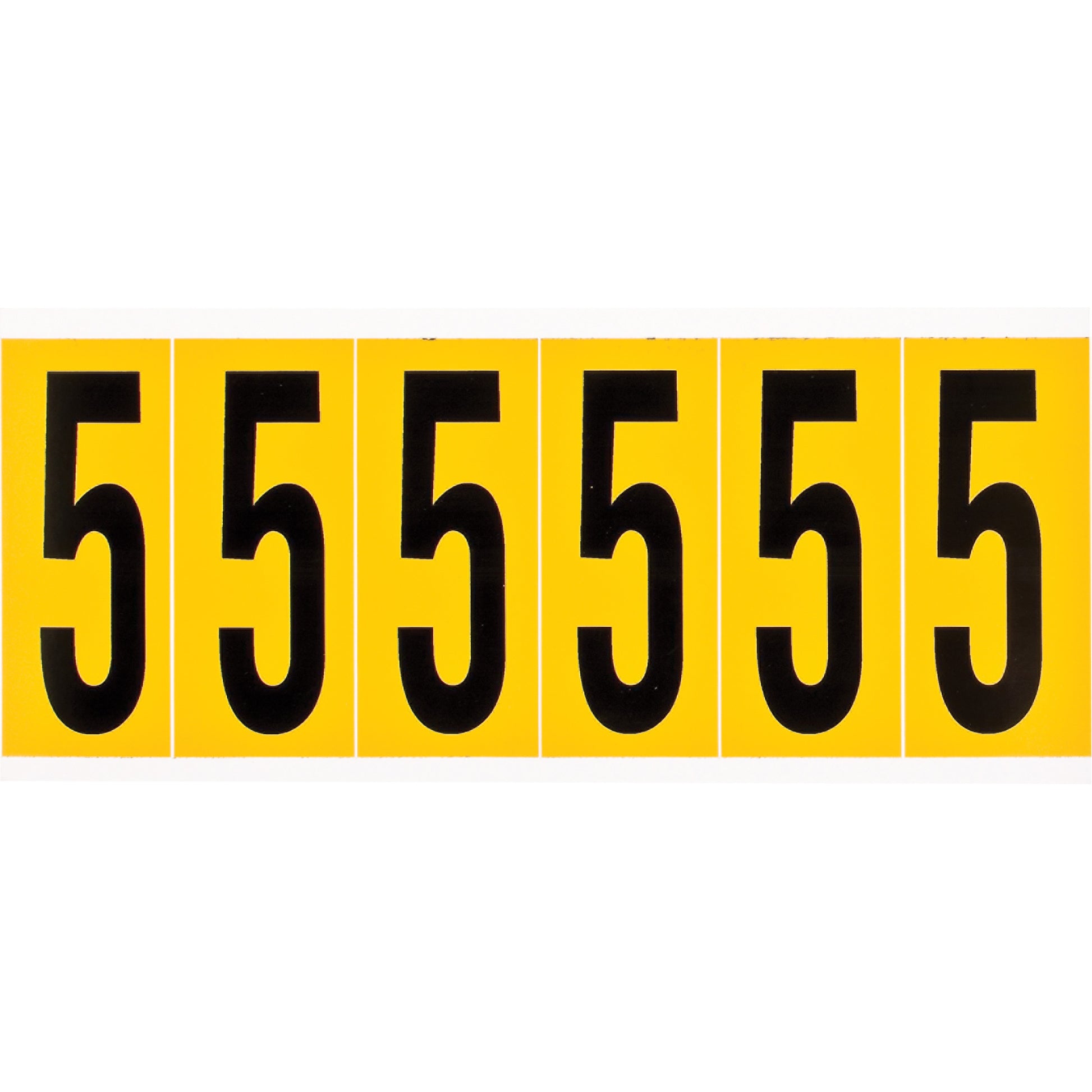 Brady Individual Number and Letter Labels, 5, 3" H, Black on Yellow