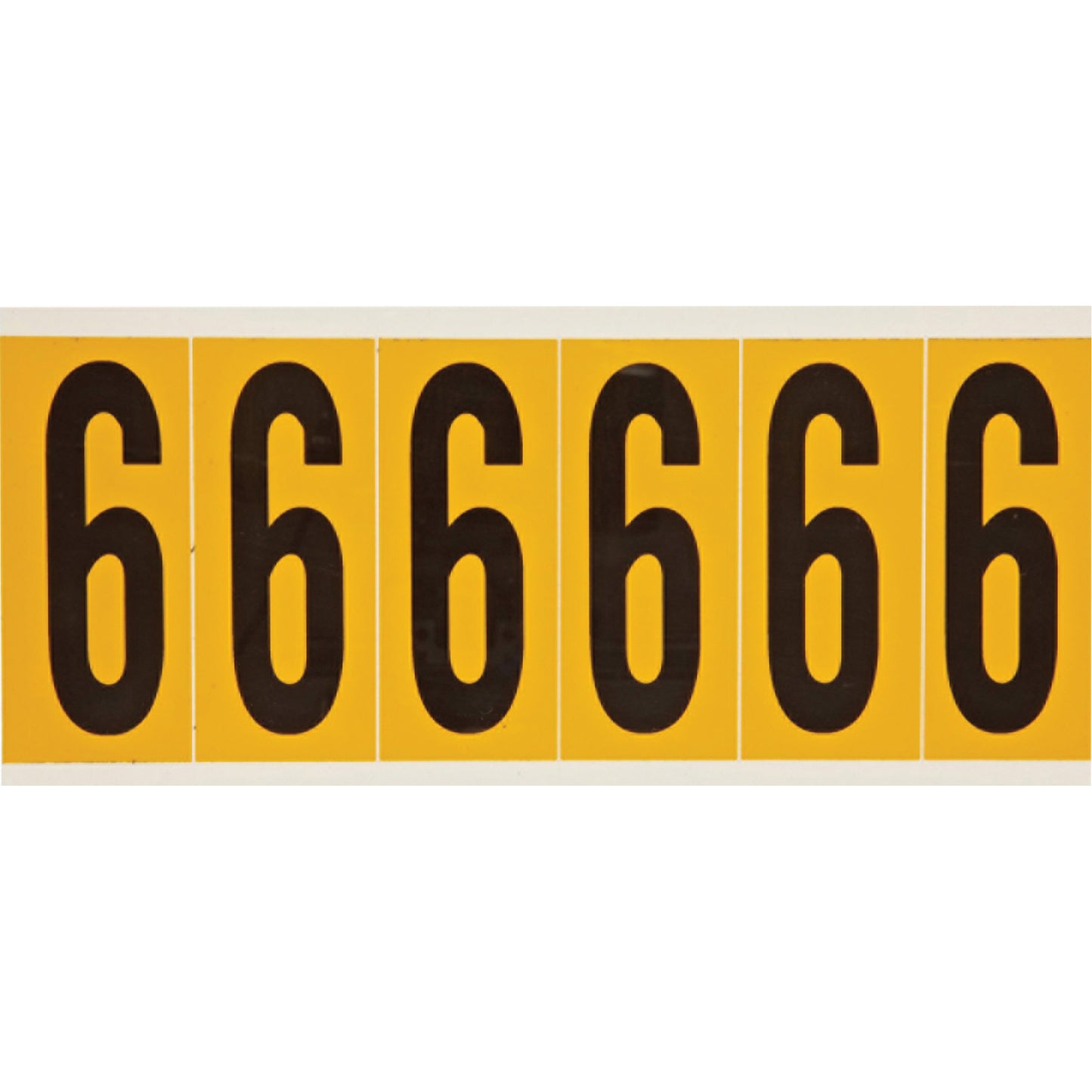 Brady Individual Number and Letter Labels, 6, 3" H, Black on Yellow