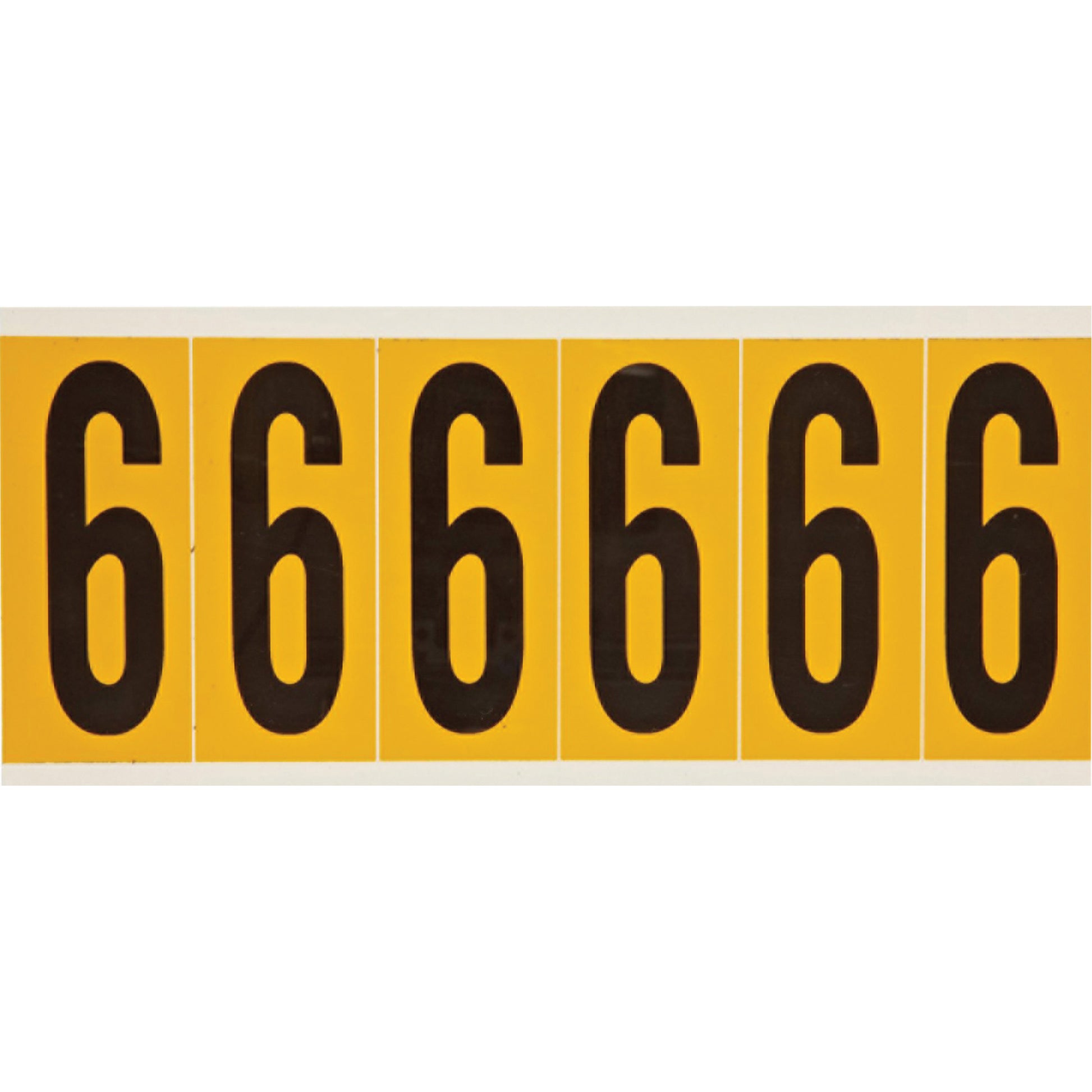 Brady Individual Number and Letter Labels, 6, 3" H, Black on Yellow
