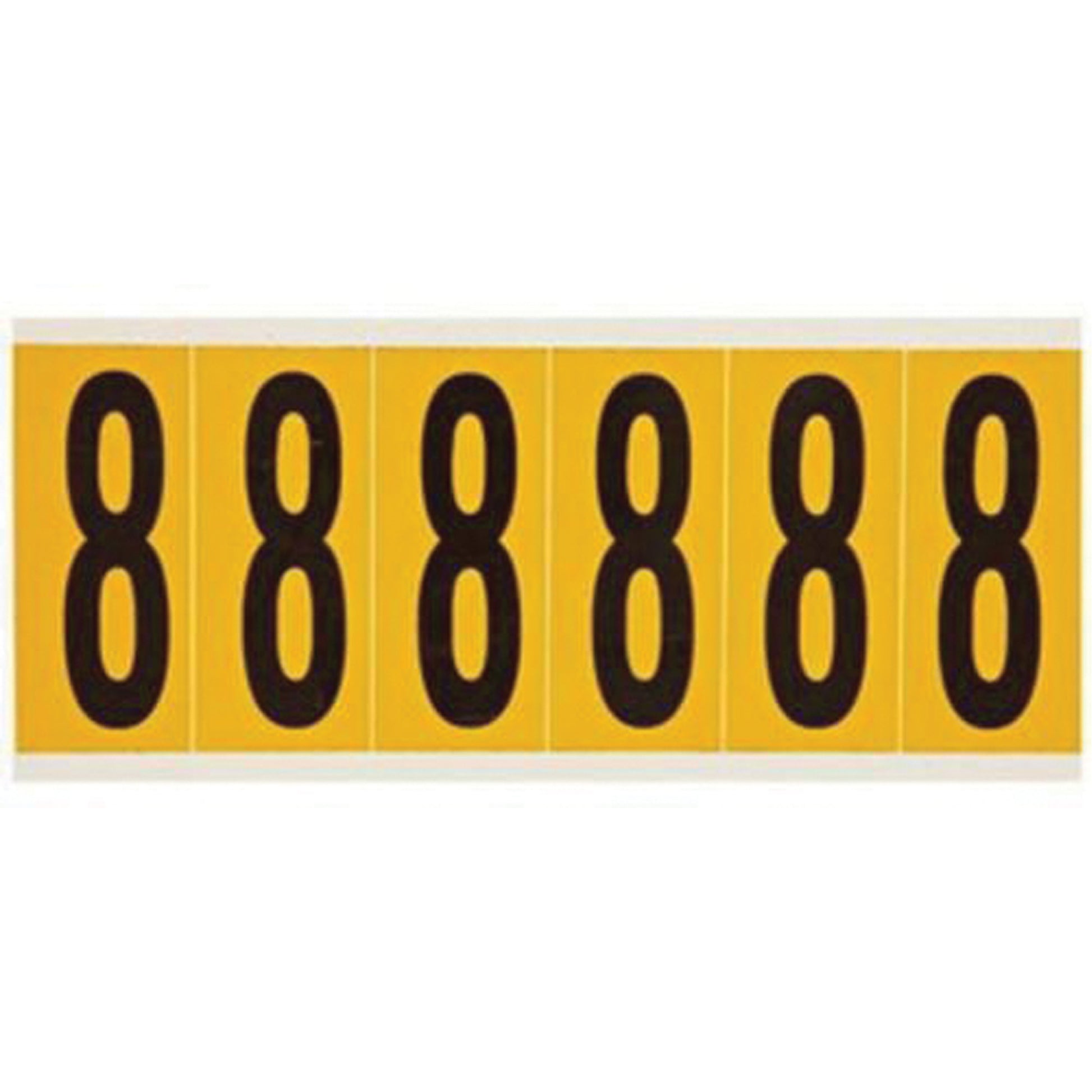 Brady Individual Number and Letter Labels, 8, 3" H, Black on Yellow