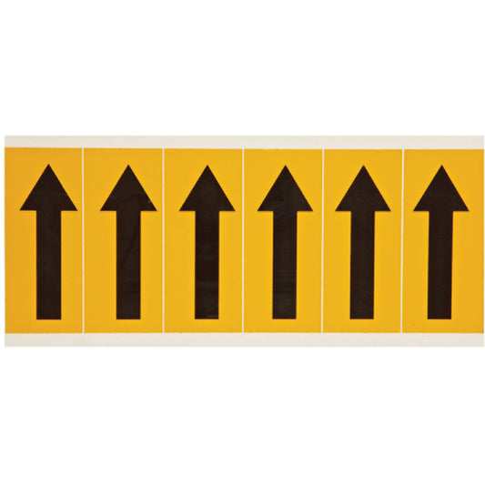 Brady Individual Number and Letter Labels, Arrow Symbol, 3" H, Black on Yellow