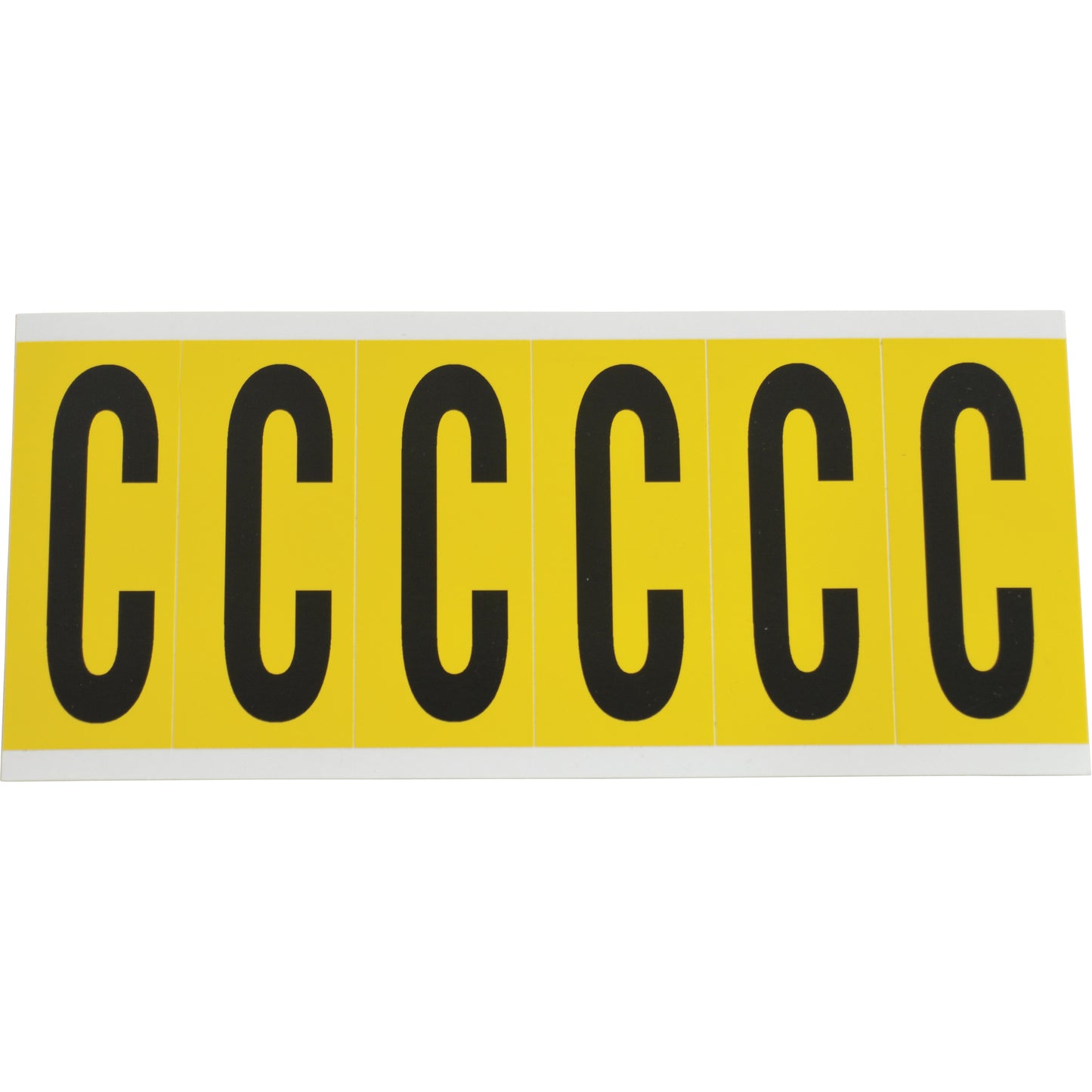 Brady Individual Number and Letter Labels, C, 3" H, Black on Yellow