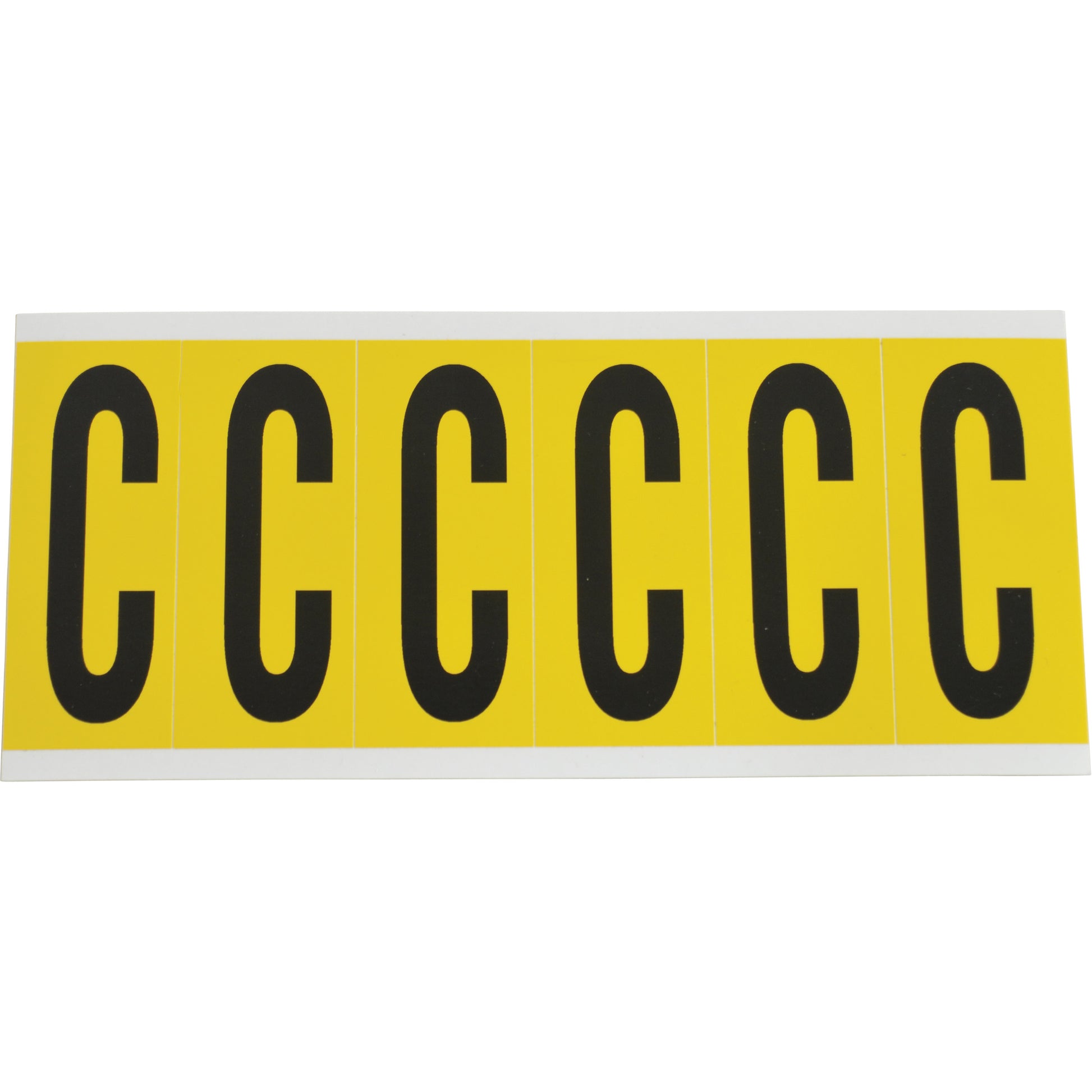 Brady Individual Number and Letter Labels, C, 3" H, Black on Yellow