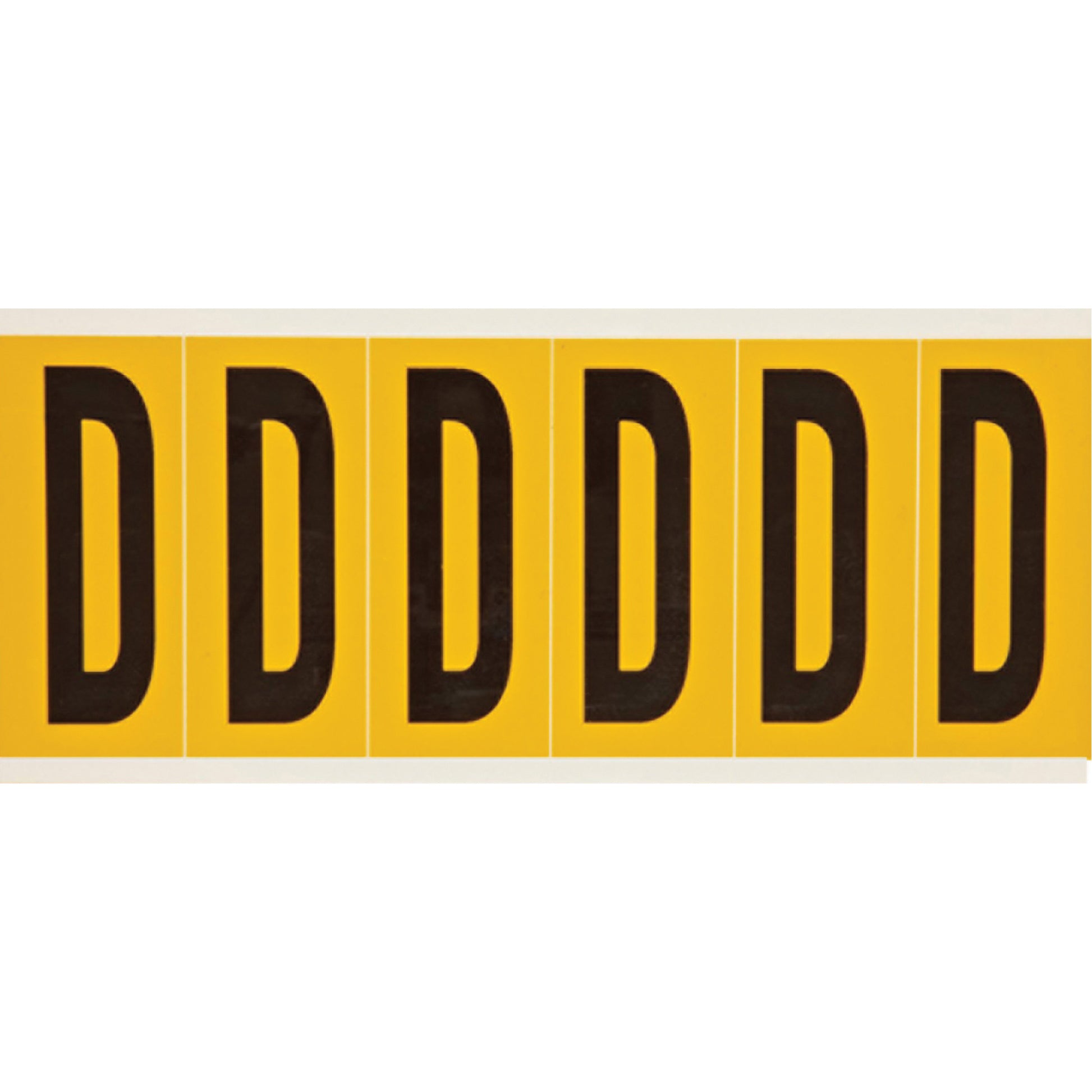 Brady Individual Number and Letter Labels, D, 3" H, Black on Yellow