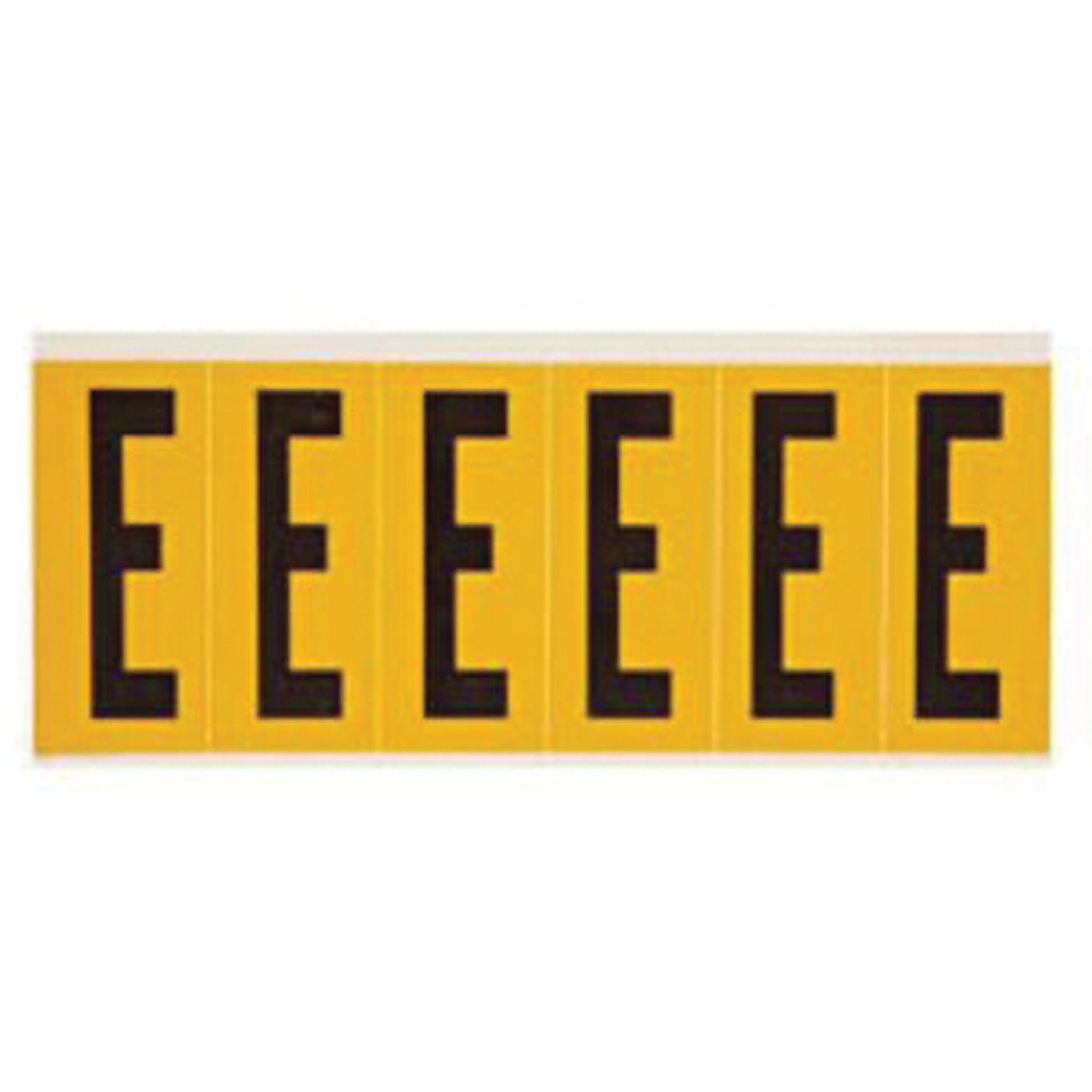 Brady Individual Number and Letter Labels, E, 3" H, Black on Yellow