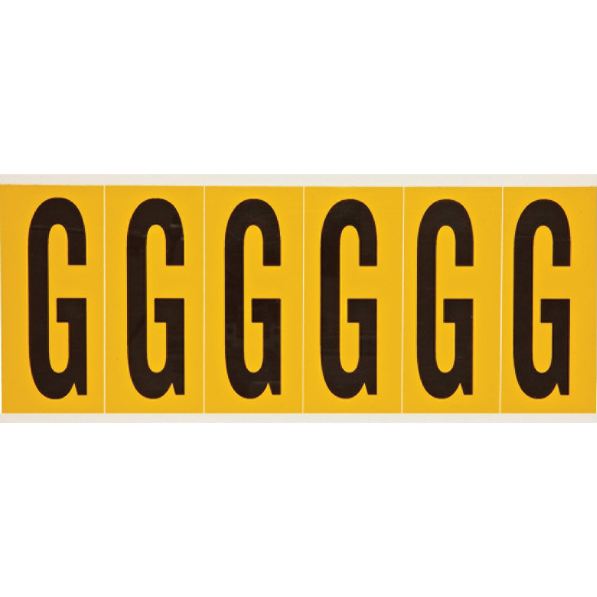 Brady Individual Number and Letter Labels, G, 3" H, Black on Yellow