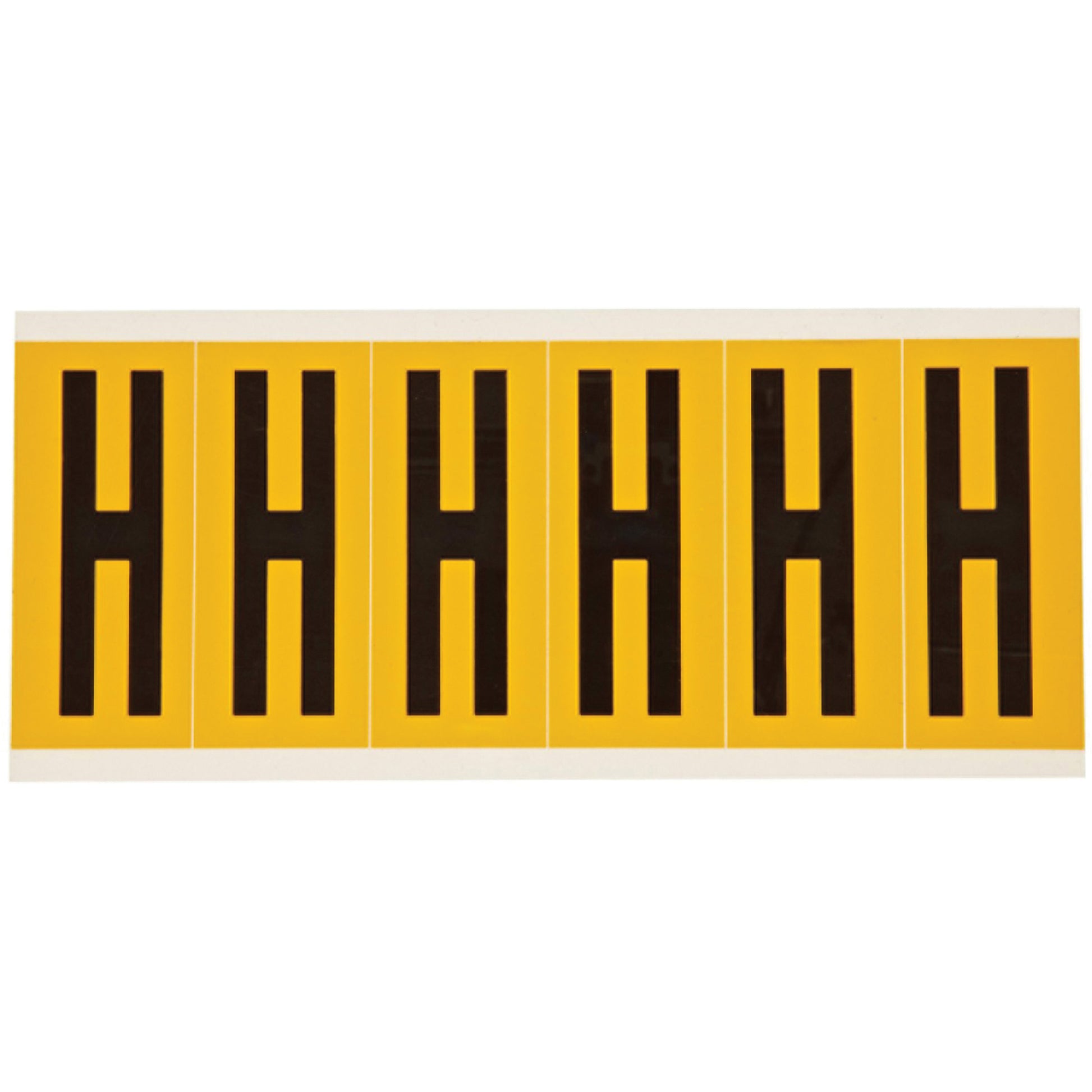 Brady Individual Number and Letter Labels, H, 3" H, Black on Yellow