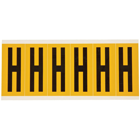 Brady Individual Number and Letter Labels, H, 3" H, Black on Yellow