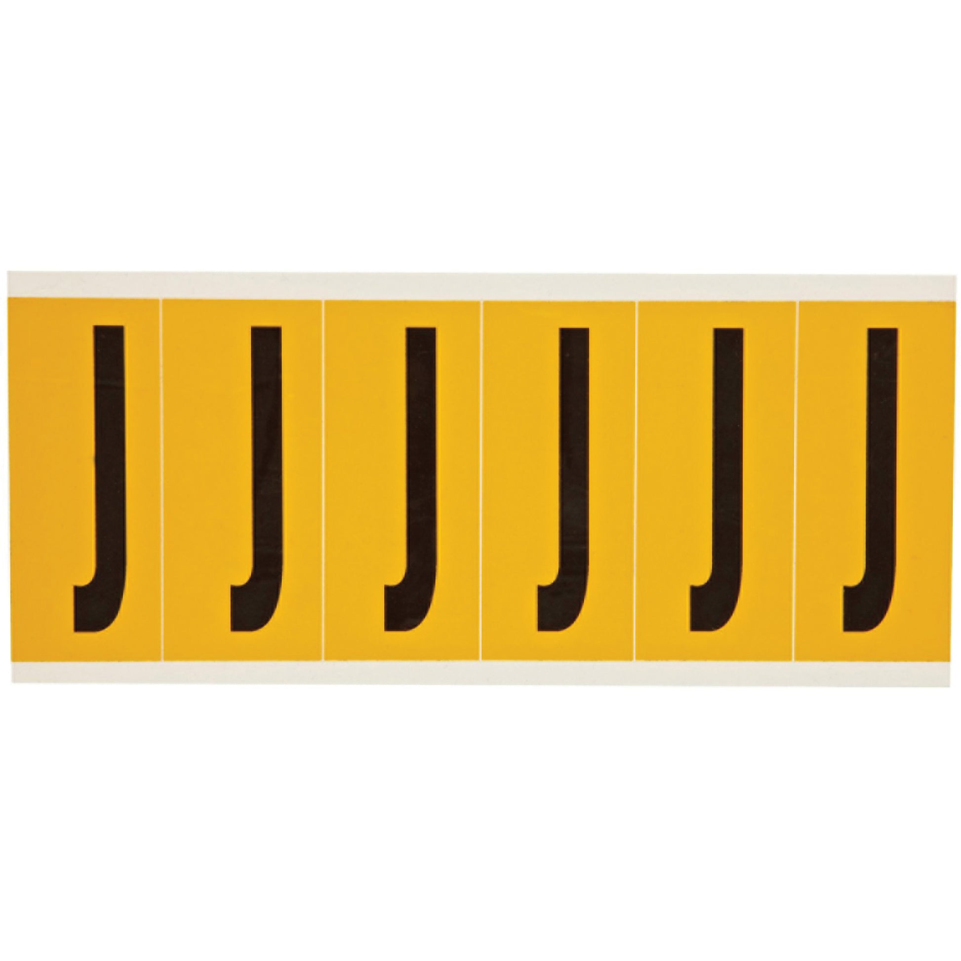 Brady Individual Number and Letter Labels, J, 3" H, Black on Yellow