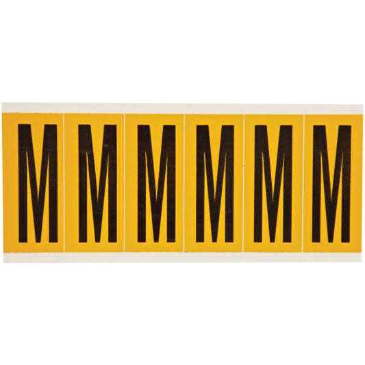 Brady Individual Number & Letter Labels, M, 3" H, Black on Yellow