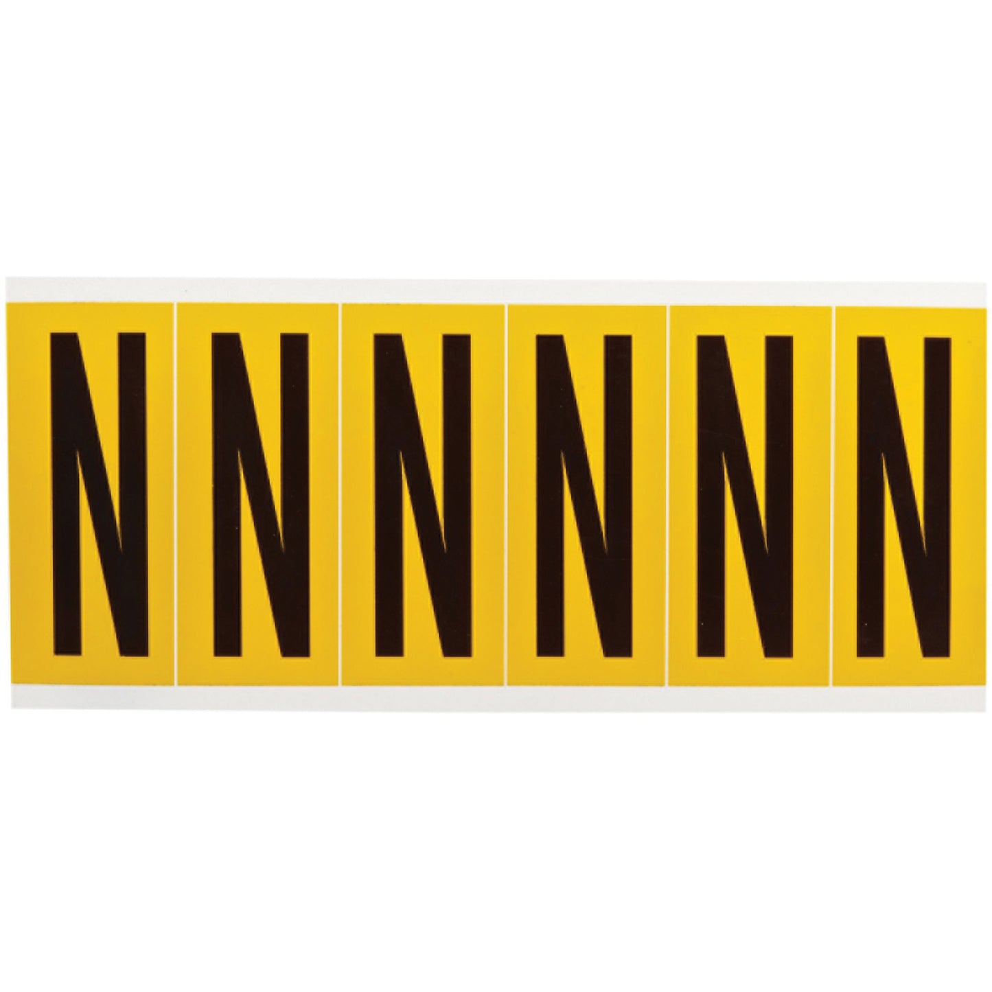 Brady Individual Number & Letter Labels, N, 3" H, Black on Yellow