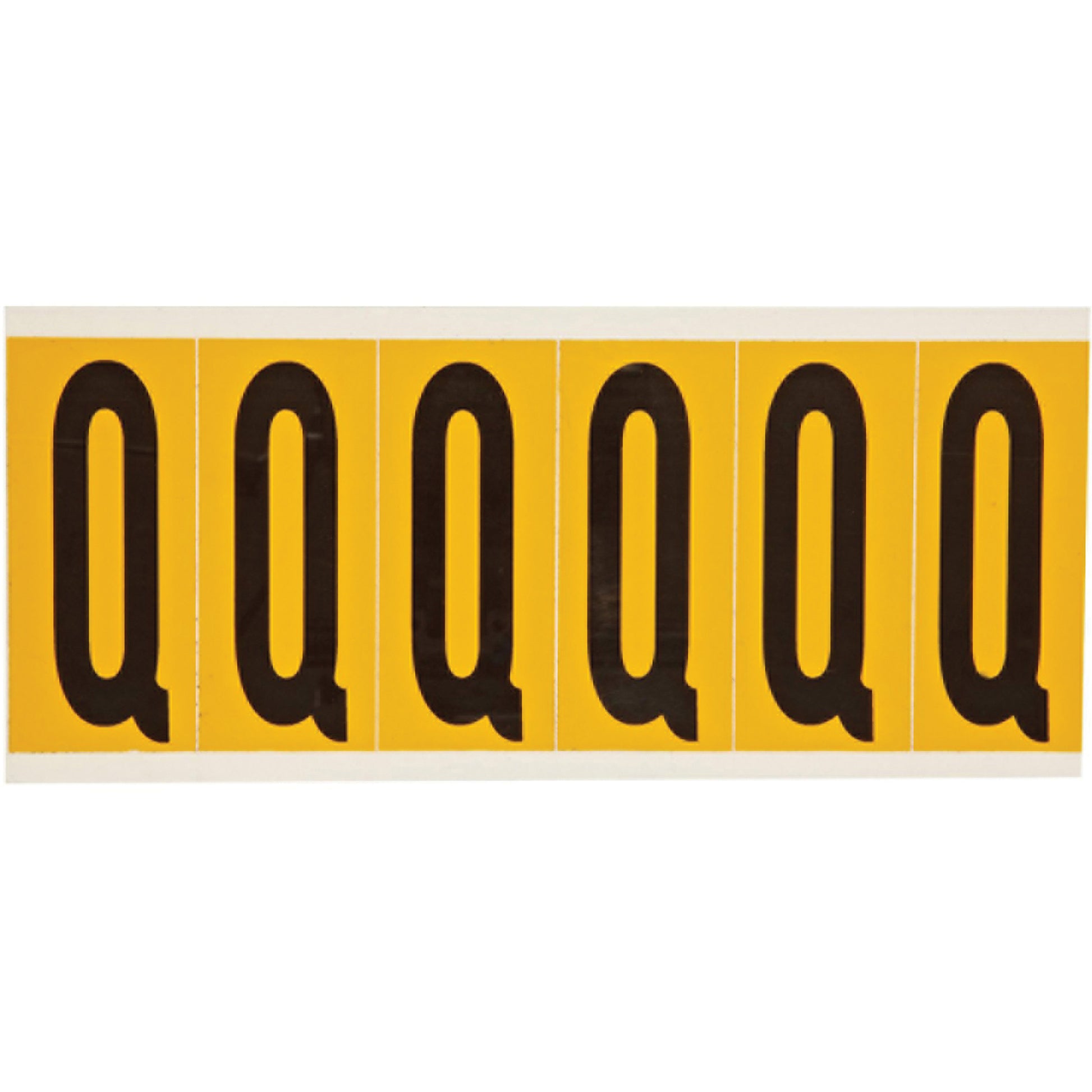 Brady Individual Number & Letter Labels, Q, 3" H, Black on Yellow