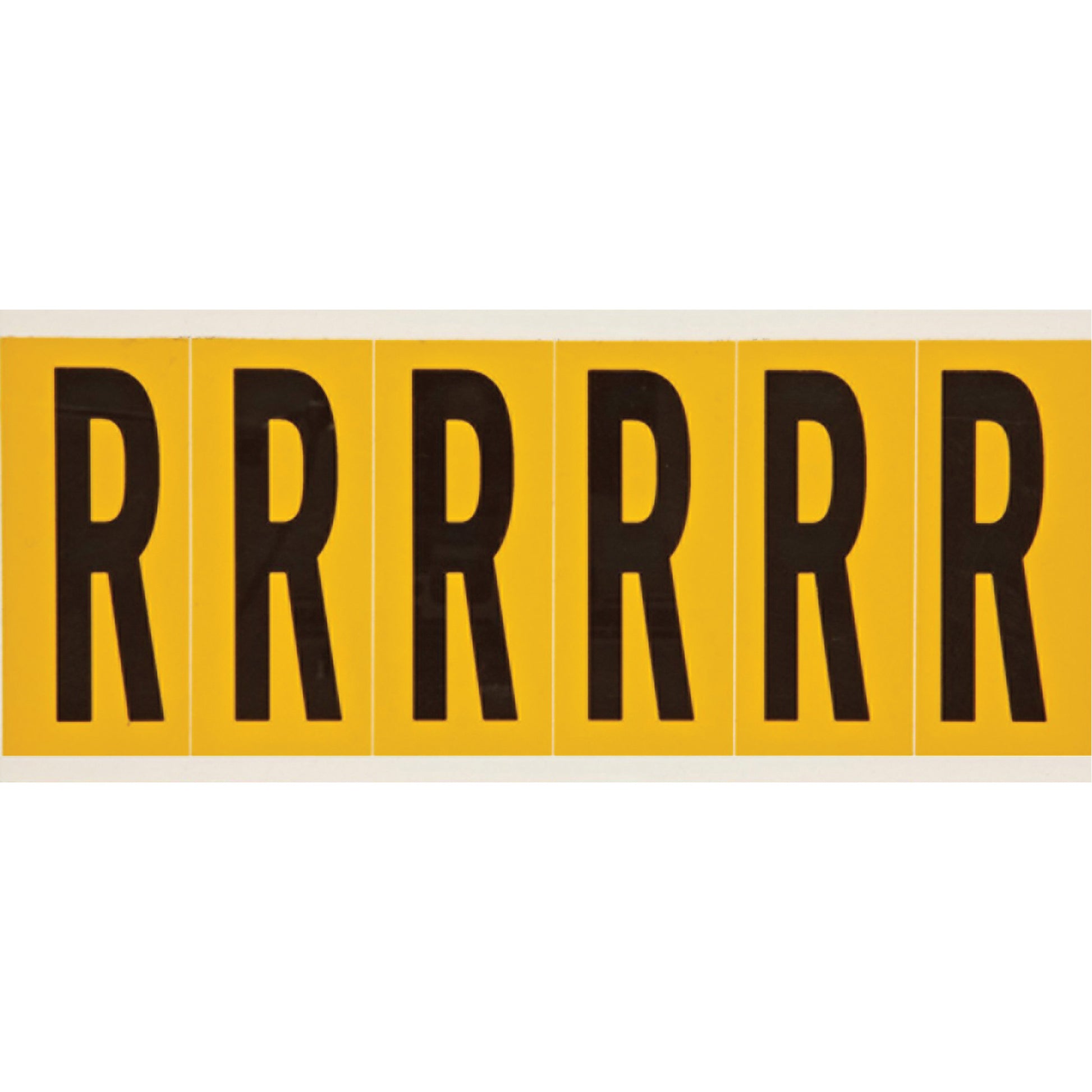 Brady Individual Number & Letter Labels, R, 3" H, Black on Yellow