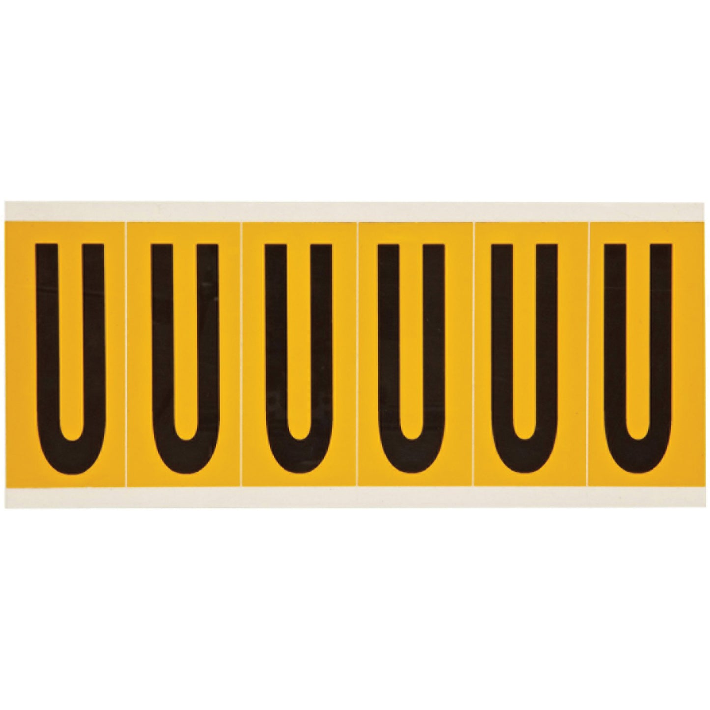 Brady Individual Number & Letter Labels, U, 3" H, Black on Yellow