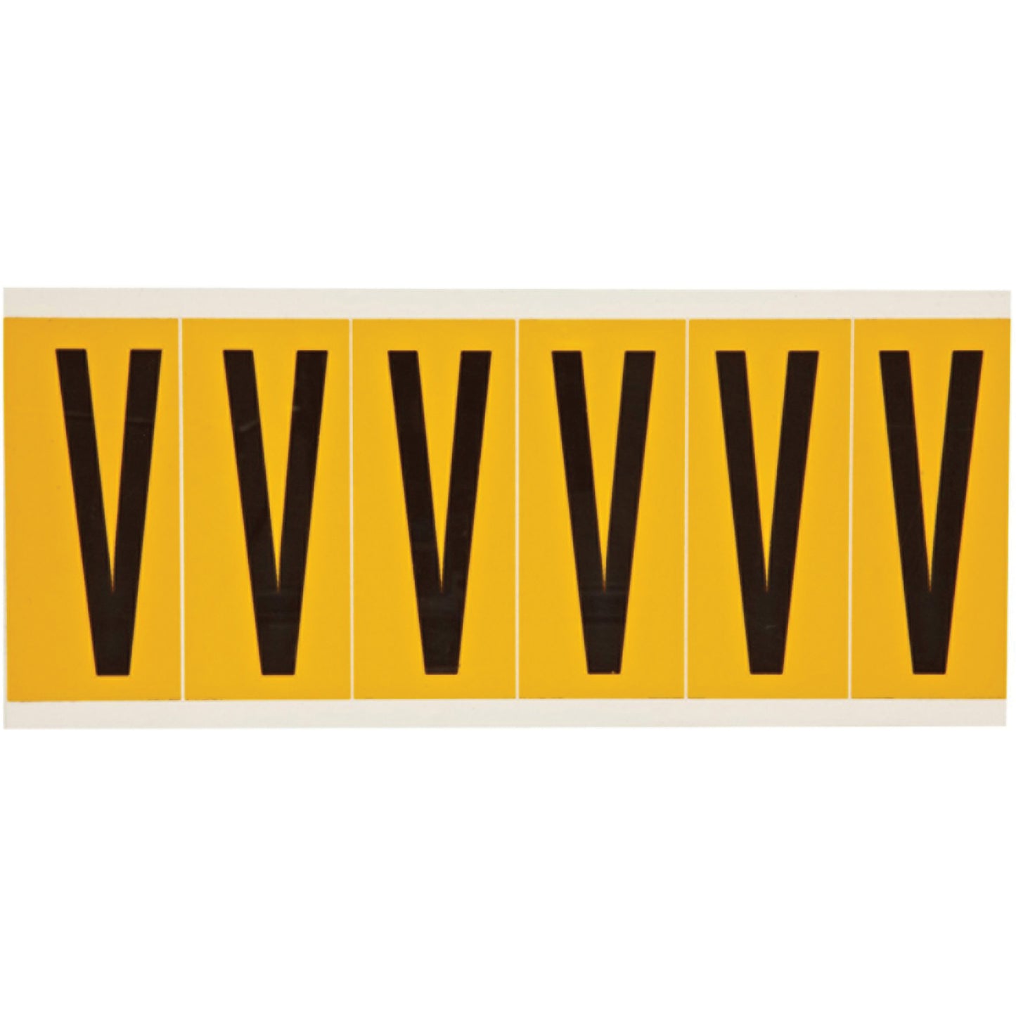 Brady Individual Number & Letter Labels, V, 3" H, Black on Yellow