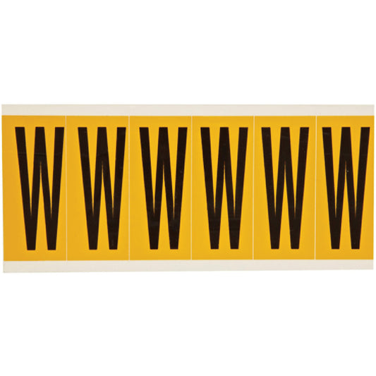 Brady Individual Number & Letter Labels, W, 3" H, Black on Yellow