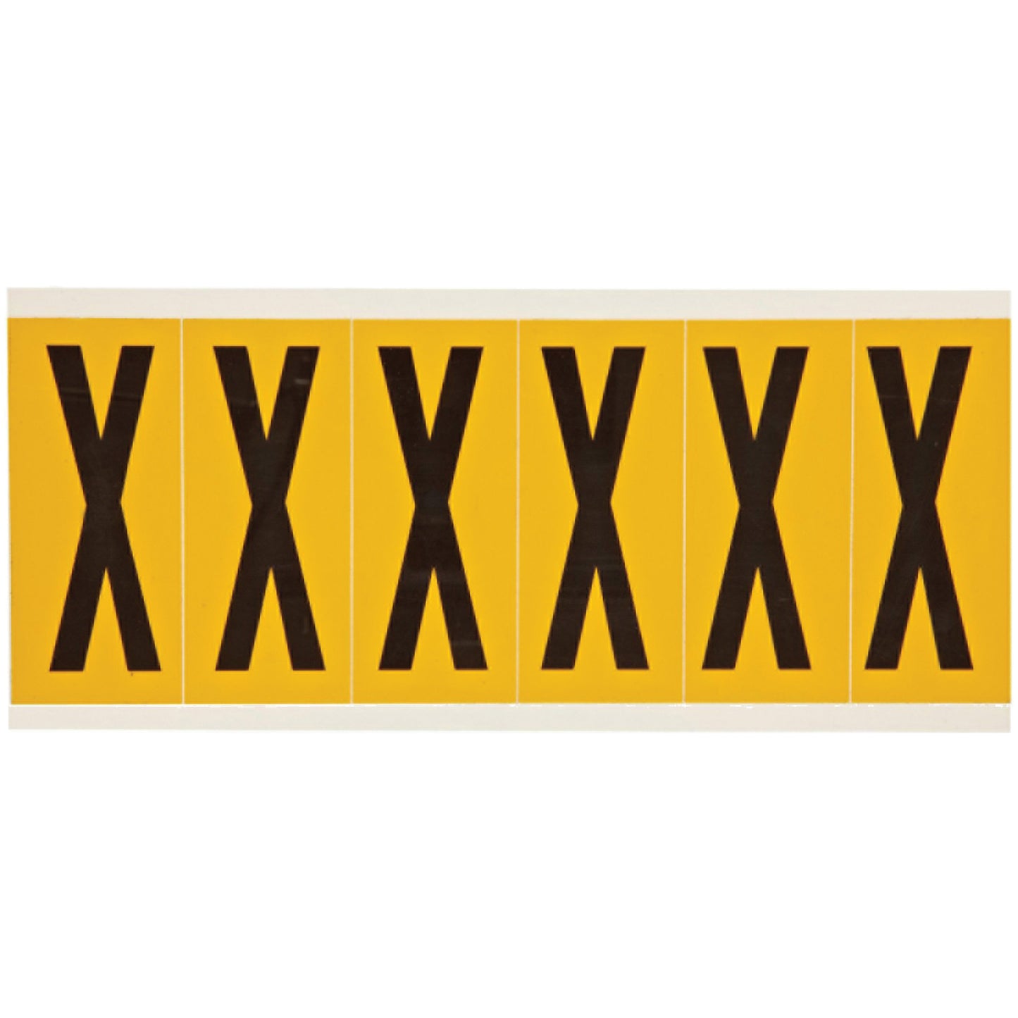 Brady Individual Number & Letter Labels, X, 3" H, Black on Yellow