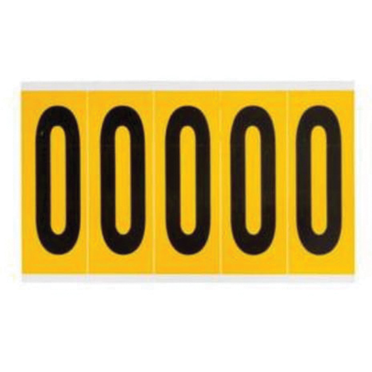 Brady Individual Number and Letter Labels, 0, 4" H, Black on Yellow