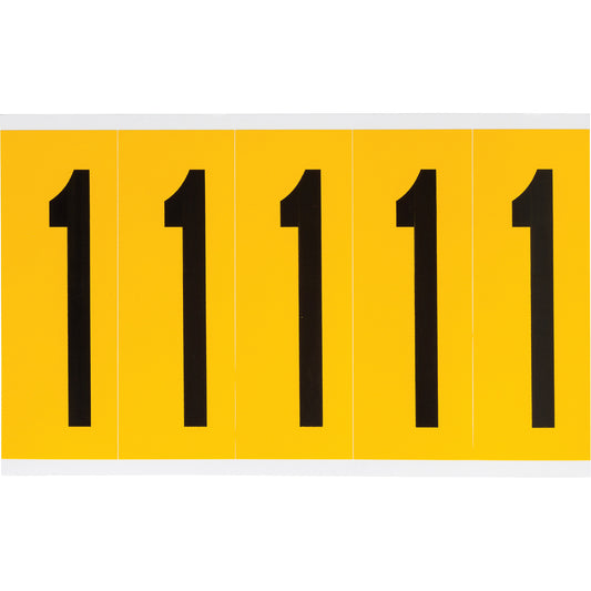 Brady Individual Number and Letter Labels, 1, 4" H, Black on Yellow