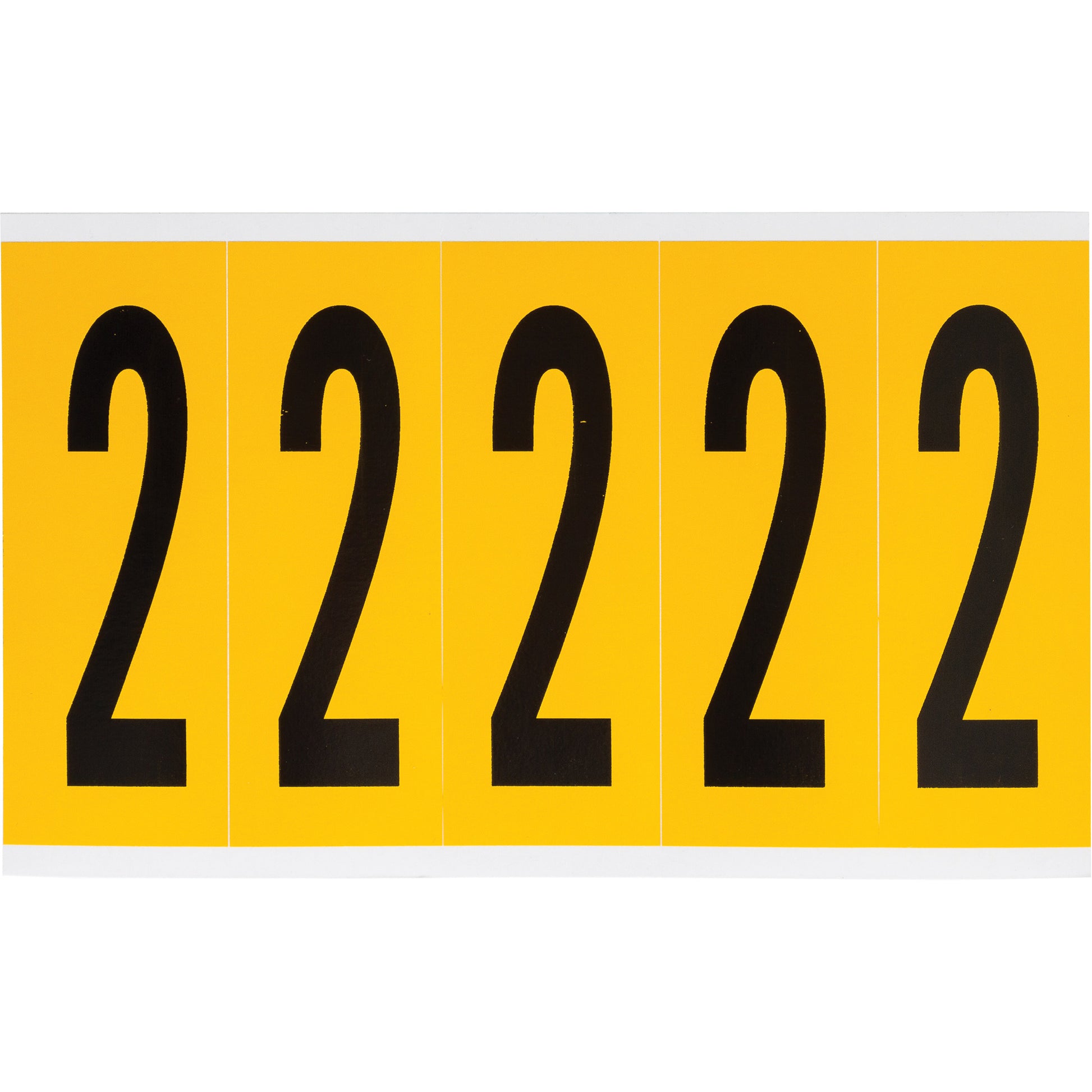 Brady Individual Number and Letter Labels, 2, 4" H, Black on Yellow