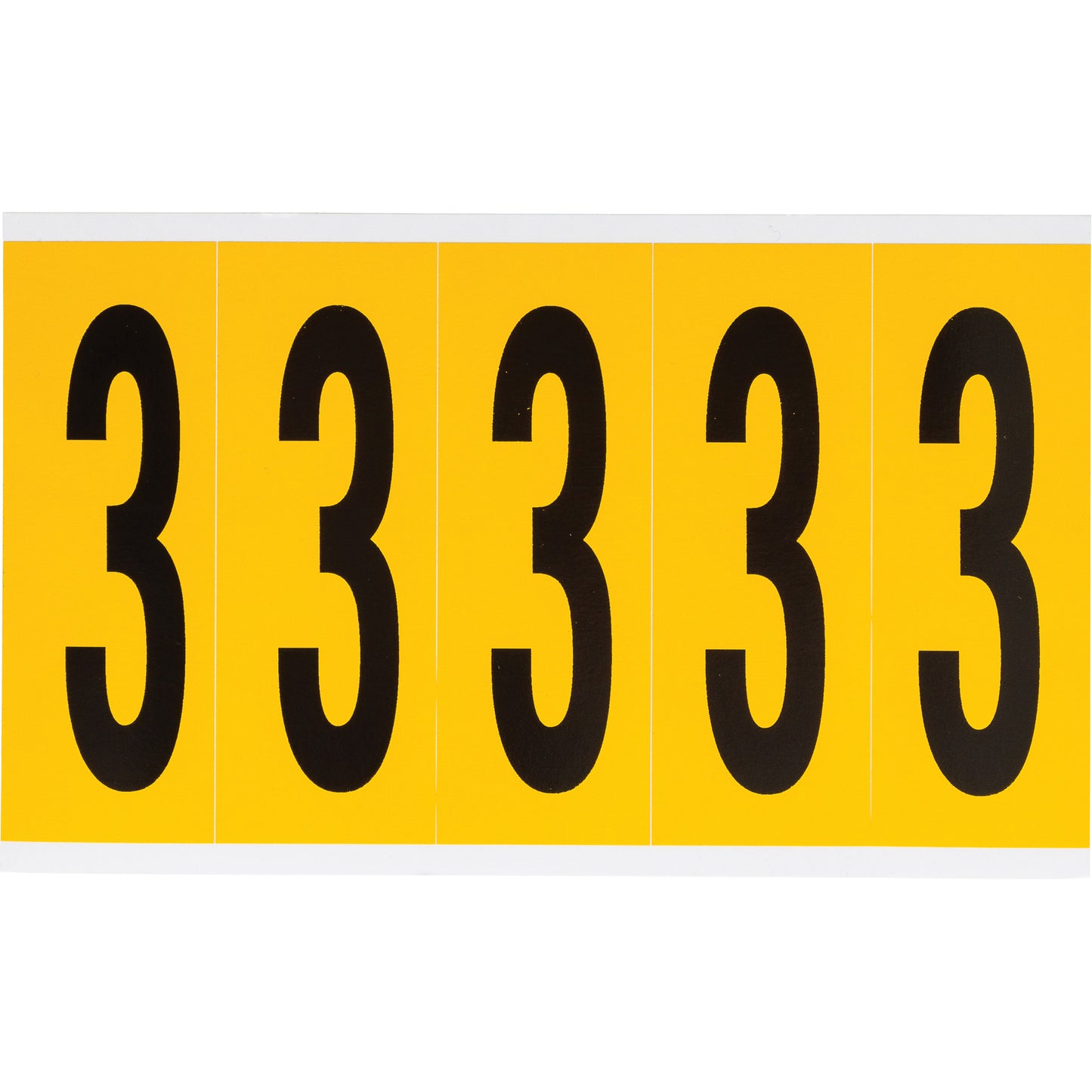 Brady Individual Number and Letter Labels, 3, 4" H, Black on Yellow