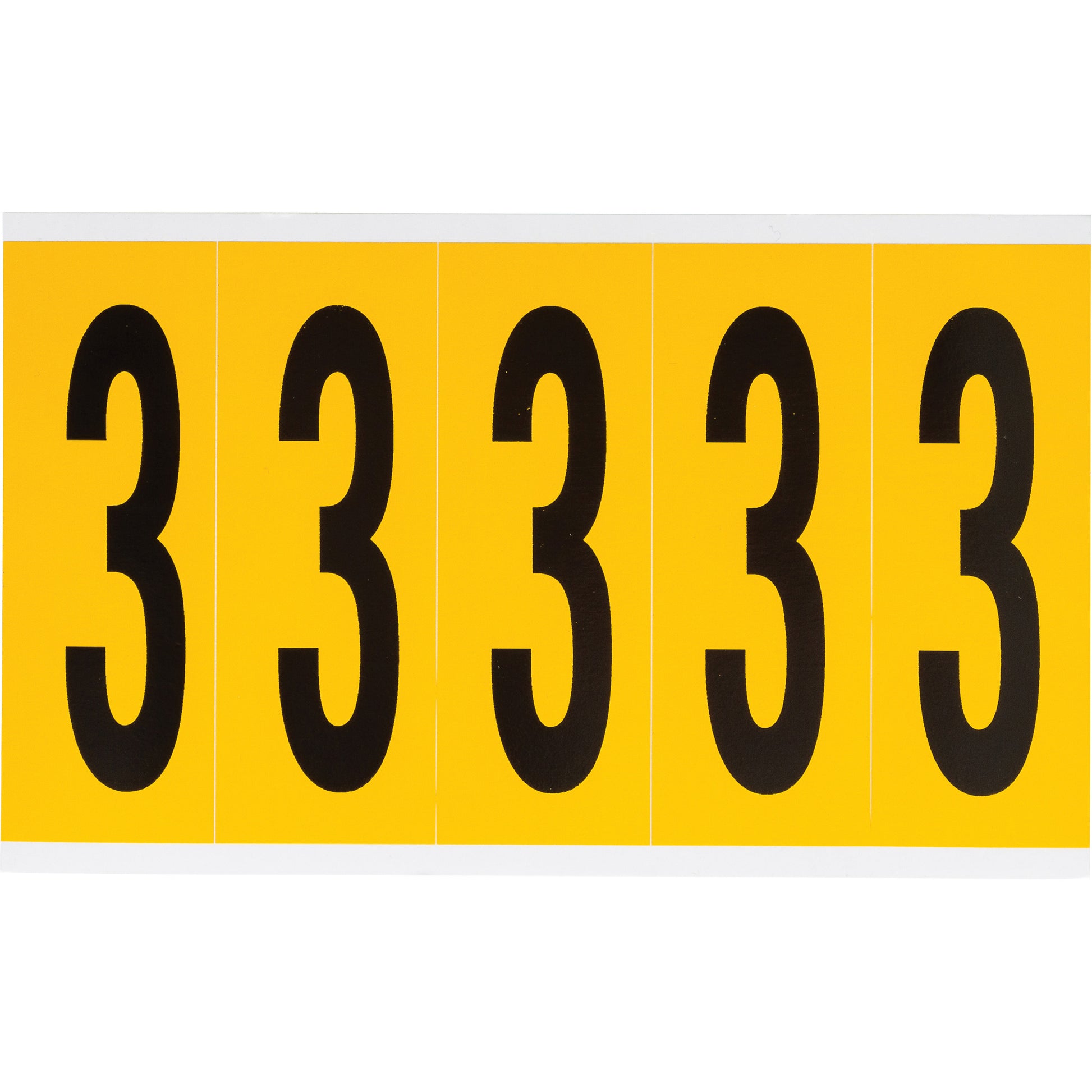Brady Individual Number and Letter Labels, 3, 4" H, Black on Yellow