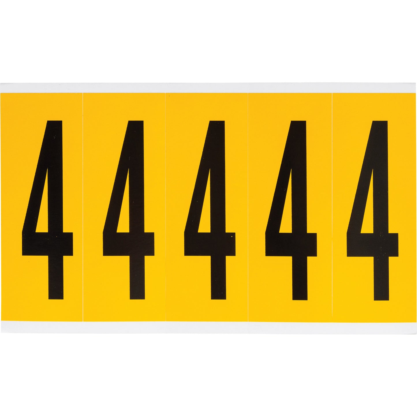 Brady Individual Number and Letter Labels, 4, 4" H, Black on Yellow