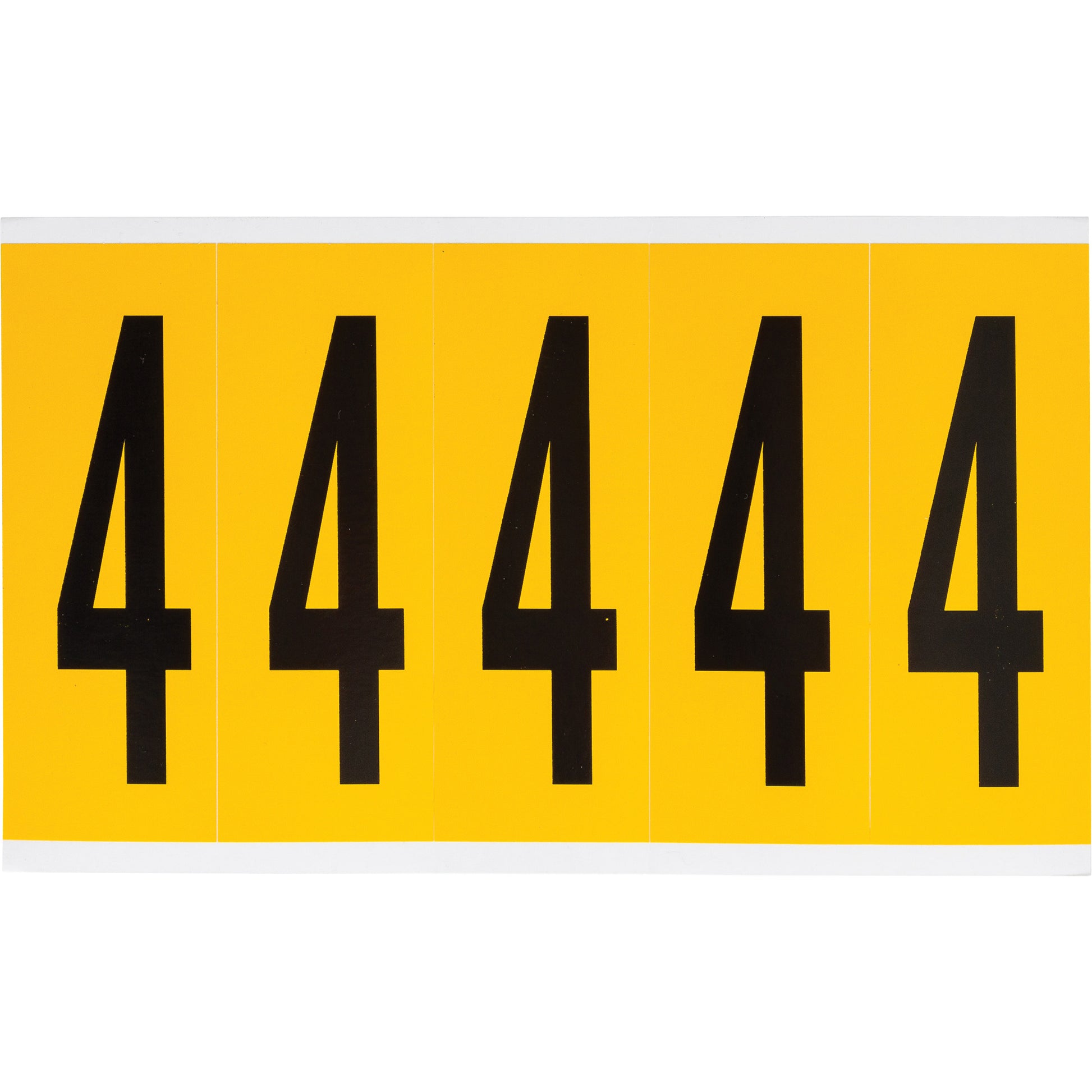 Brady Individual Number and Letter Labels, 4, 4" H, Black on Yellow