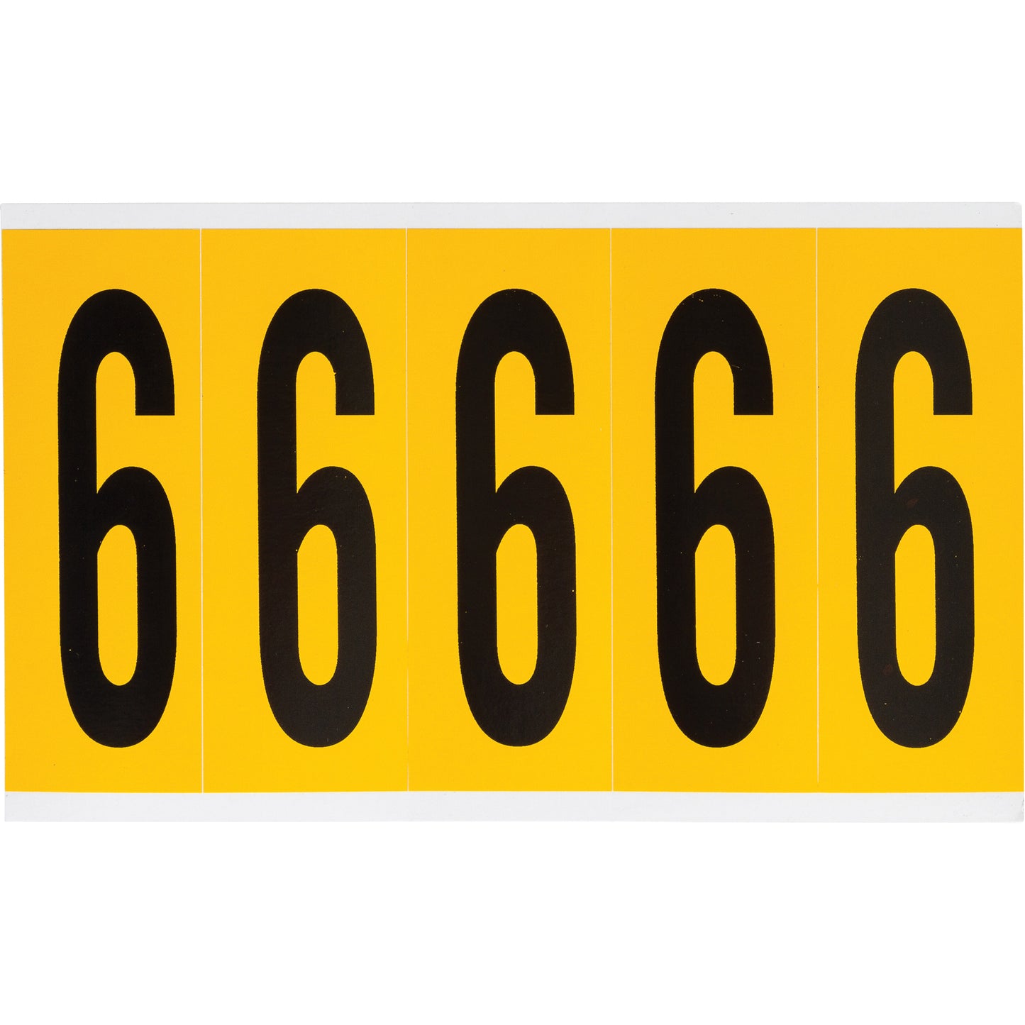 Brady Individual Number and Letter Labels, 6, 4" H, Black on Yellow