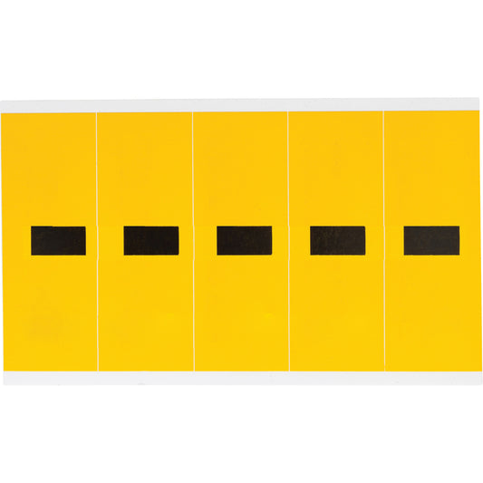 Brady Individual Number & Letter Labels, Dash (-), 4" H, Black on Yellow