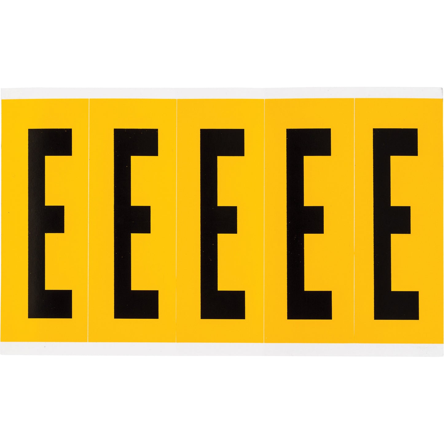Brady Individual Number and Letter Labels, E, 4" H, Black on Yellow