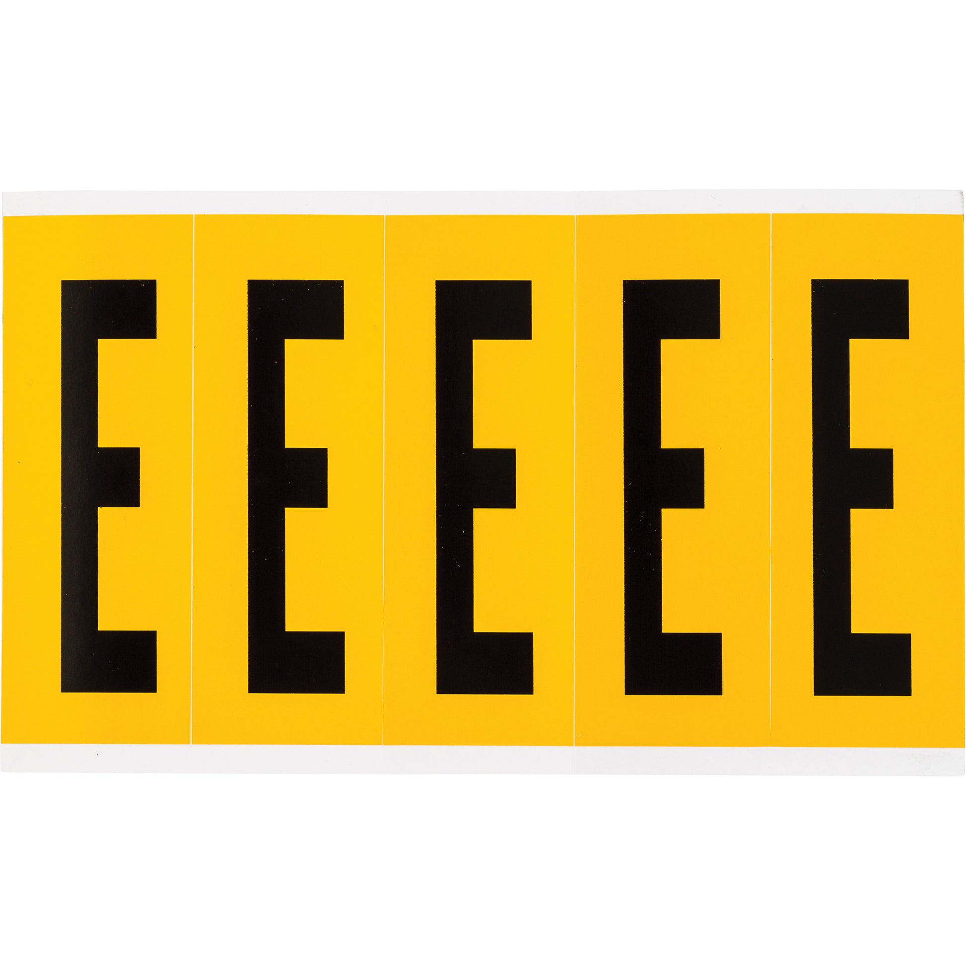 Brady Individual Number and Letter Labels, E, 4" H, Black on Yellow