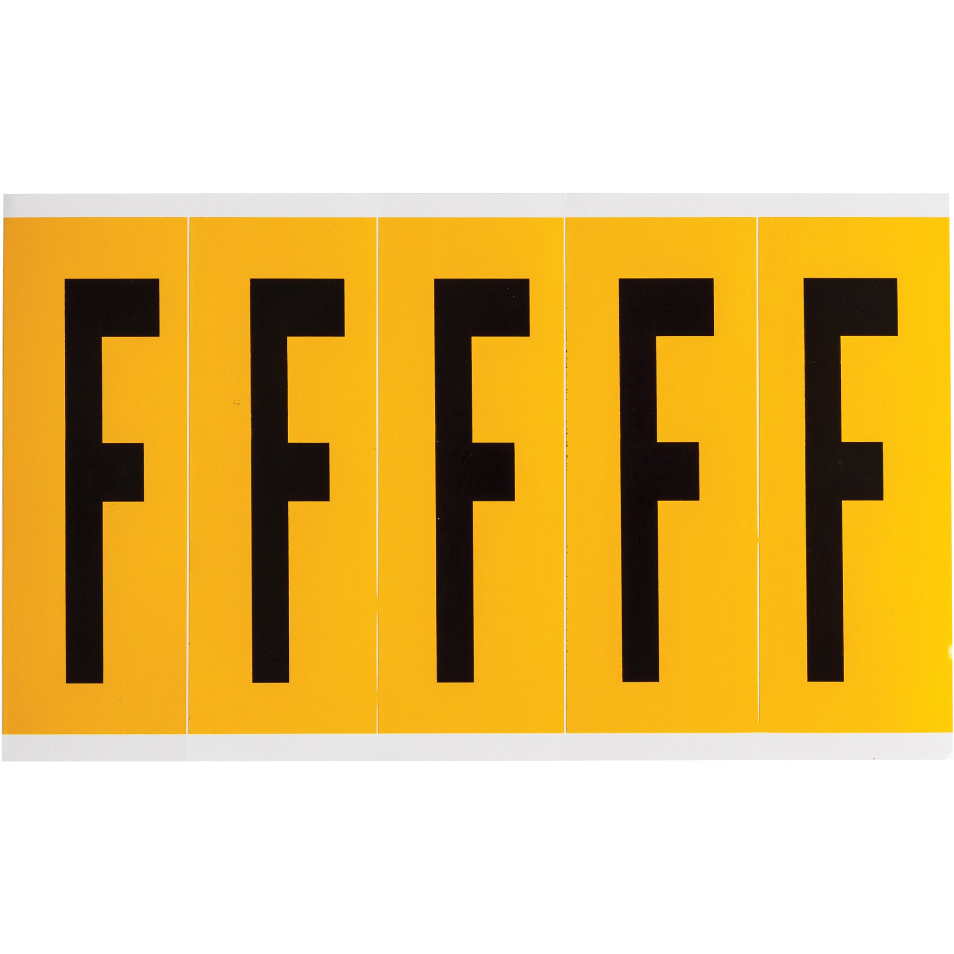 Brady Individual Number and Letter Labels, F, 4" H, Black on Yellow