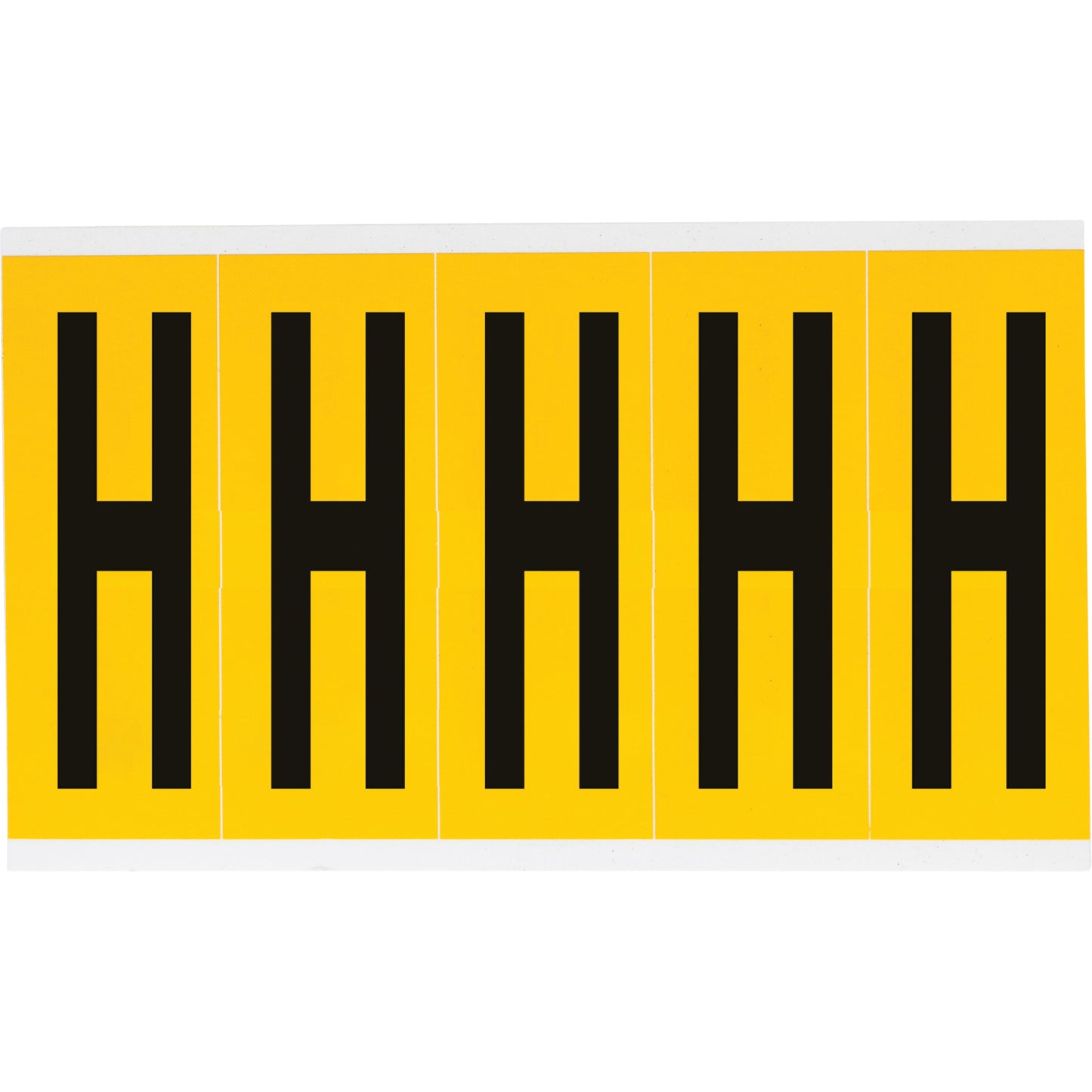 Brady Individual Number and Letter Labels, H, 4" H, Black on Yellow