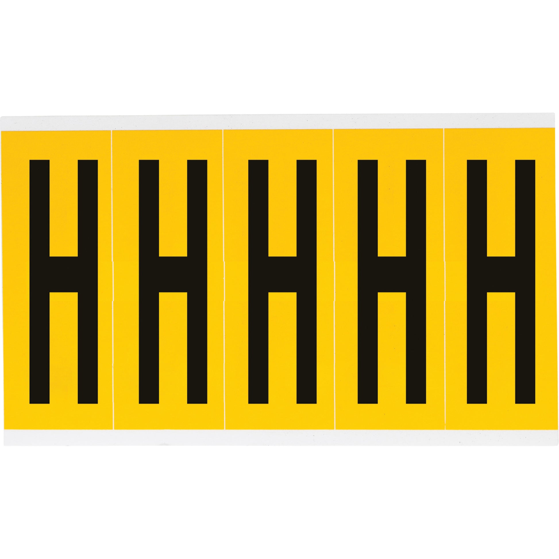 Brady Individual Number and Letter Labels, H, 4" H, Black on Yellow
