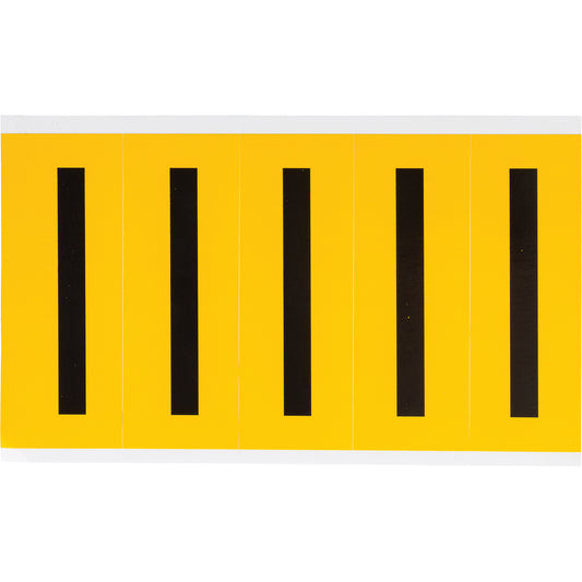 Brady Individual Number and Letter Labels, I, 4" H, Black on Yellow