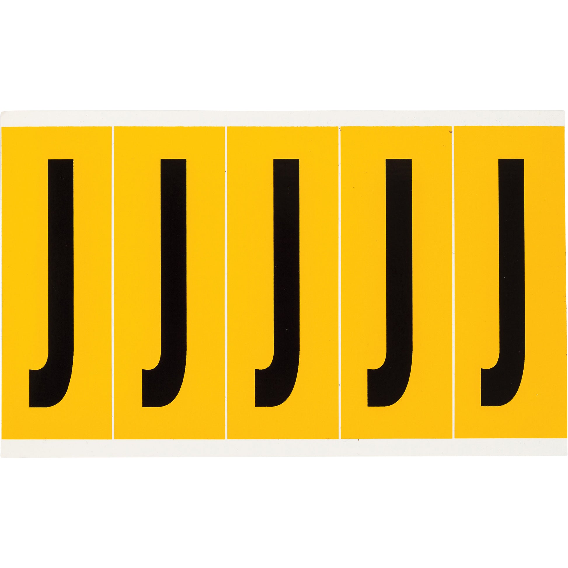 Brady Individual Number and Letter Labels, J, 4" H, Black on Yellow
