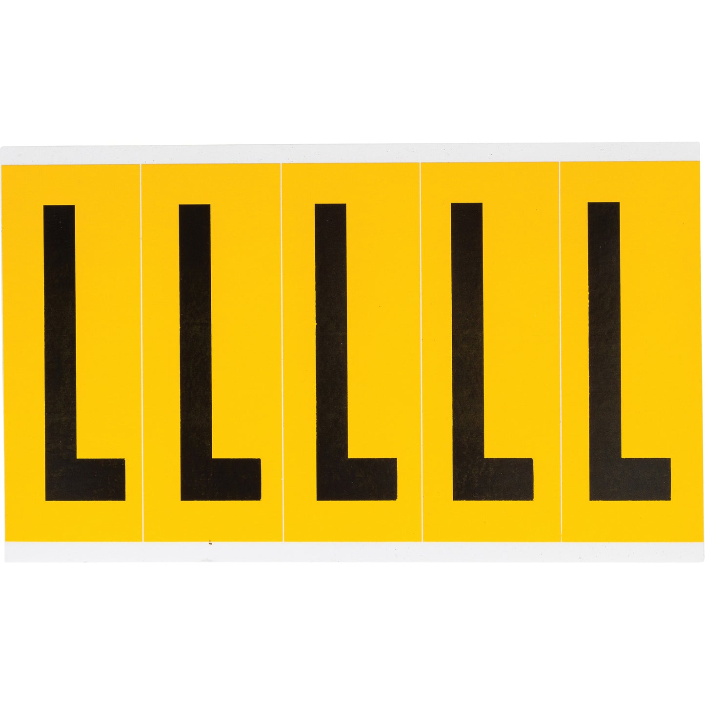 Brady Individual Number and Letter Labels, L, 4" H, Black on Yellow