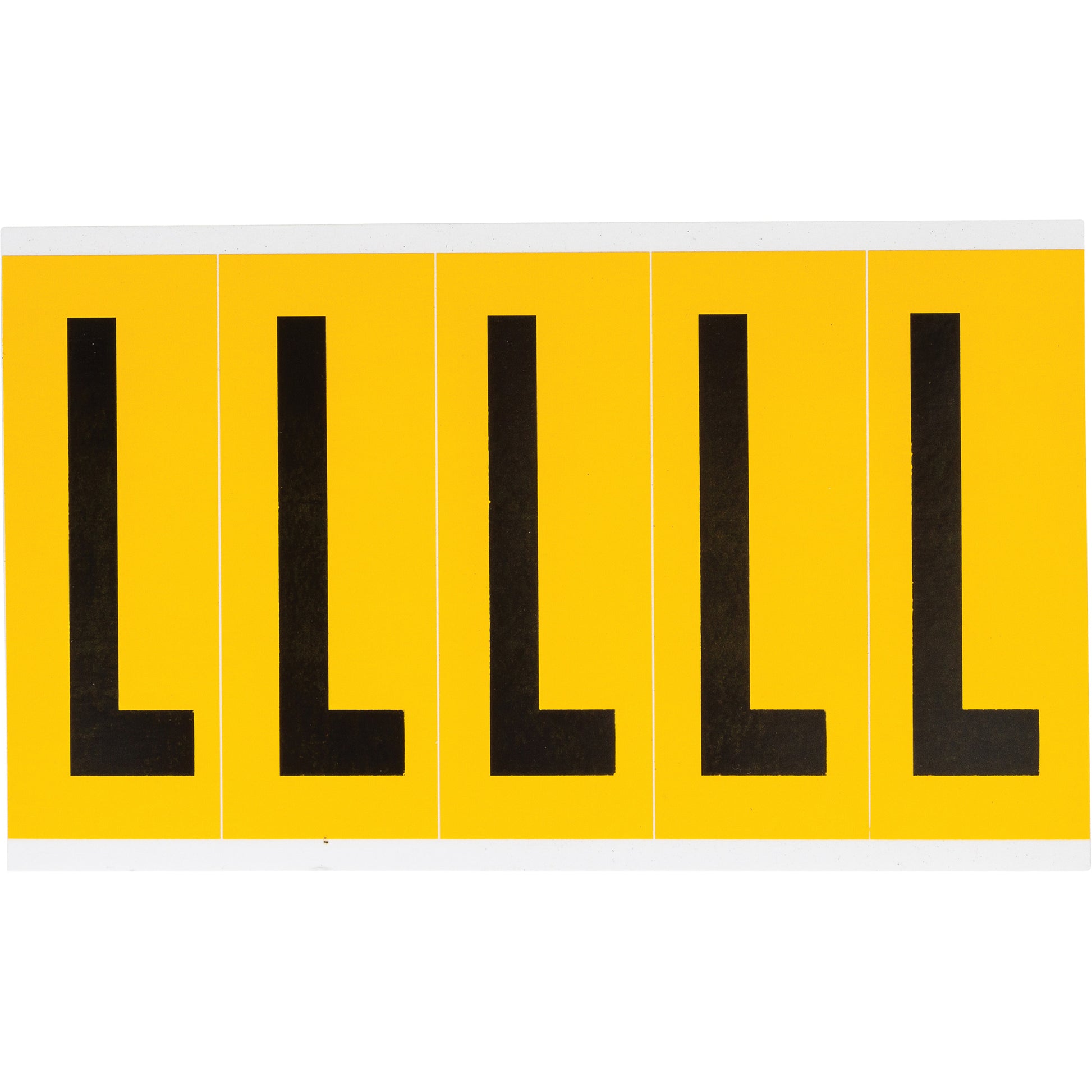Brady Individual Number and Letter Labels, L, 4" H, Black on Yellow