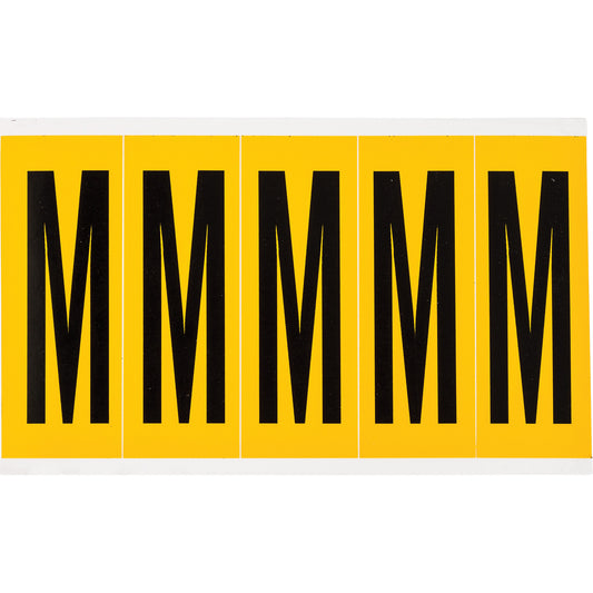 Brady Individual Number & Letter Labels, M, 4" H, Black on Yellow