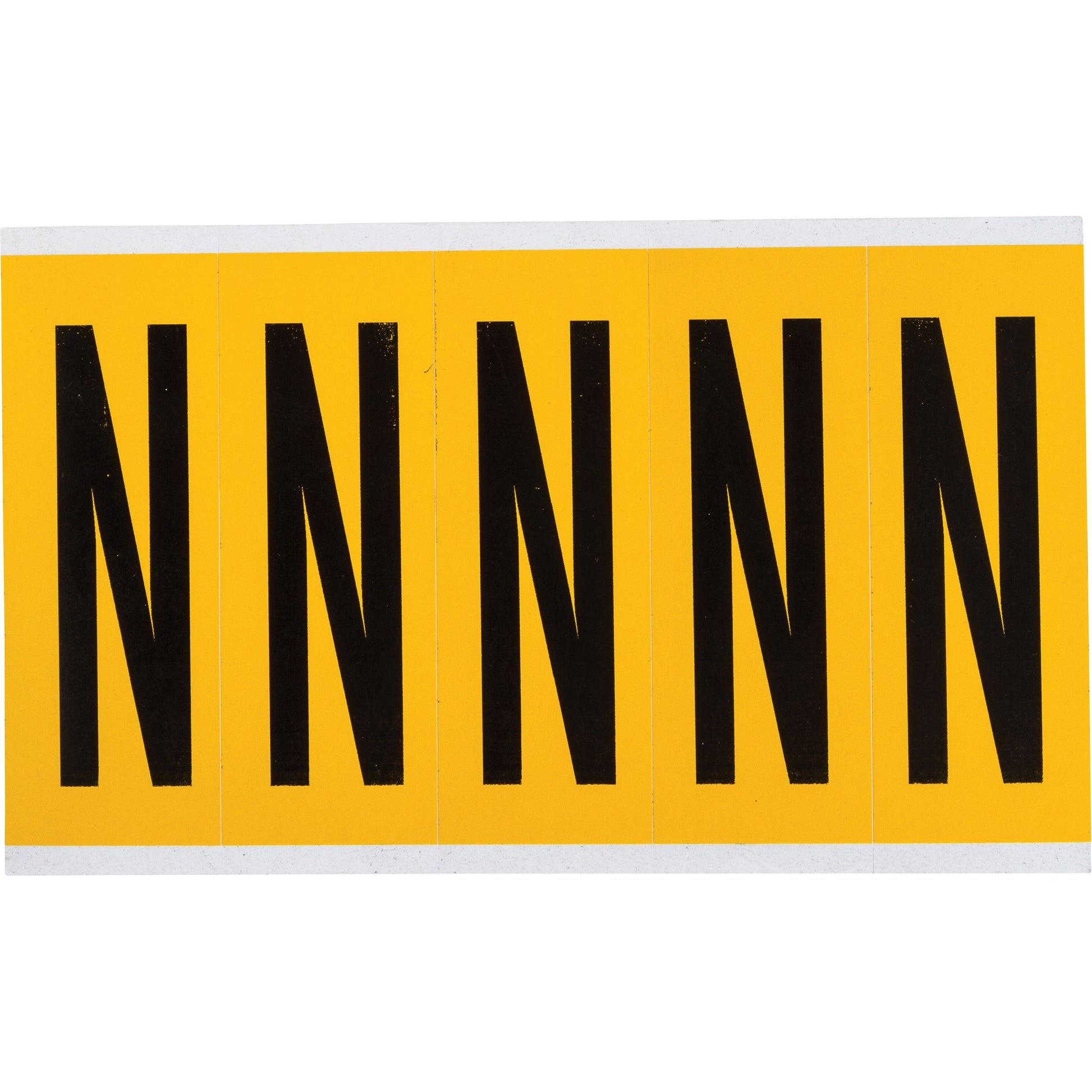 Brady Individual Number & Letter Labels, N, 4" H, Black on Yellow