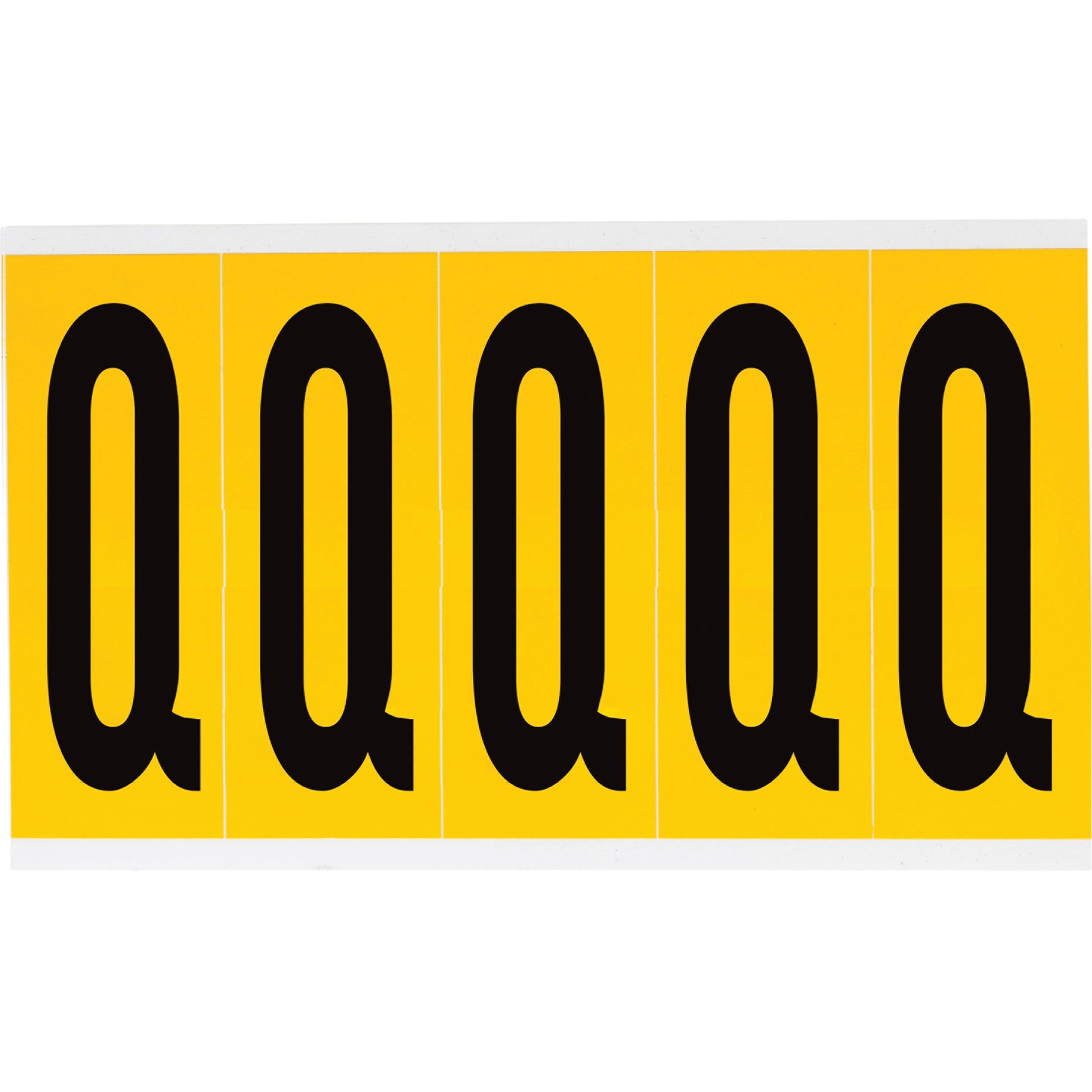 Brady Individual Number & Letter Labels, Q, 4" H, Black on Yellow
