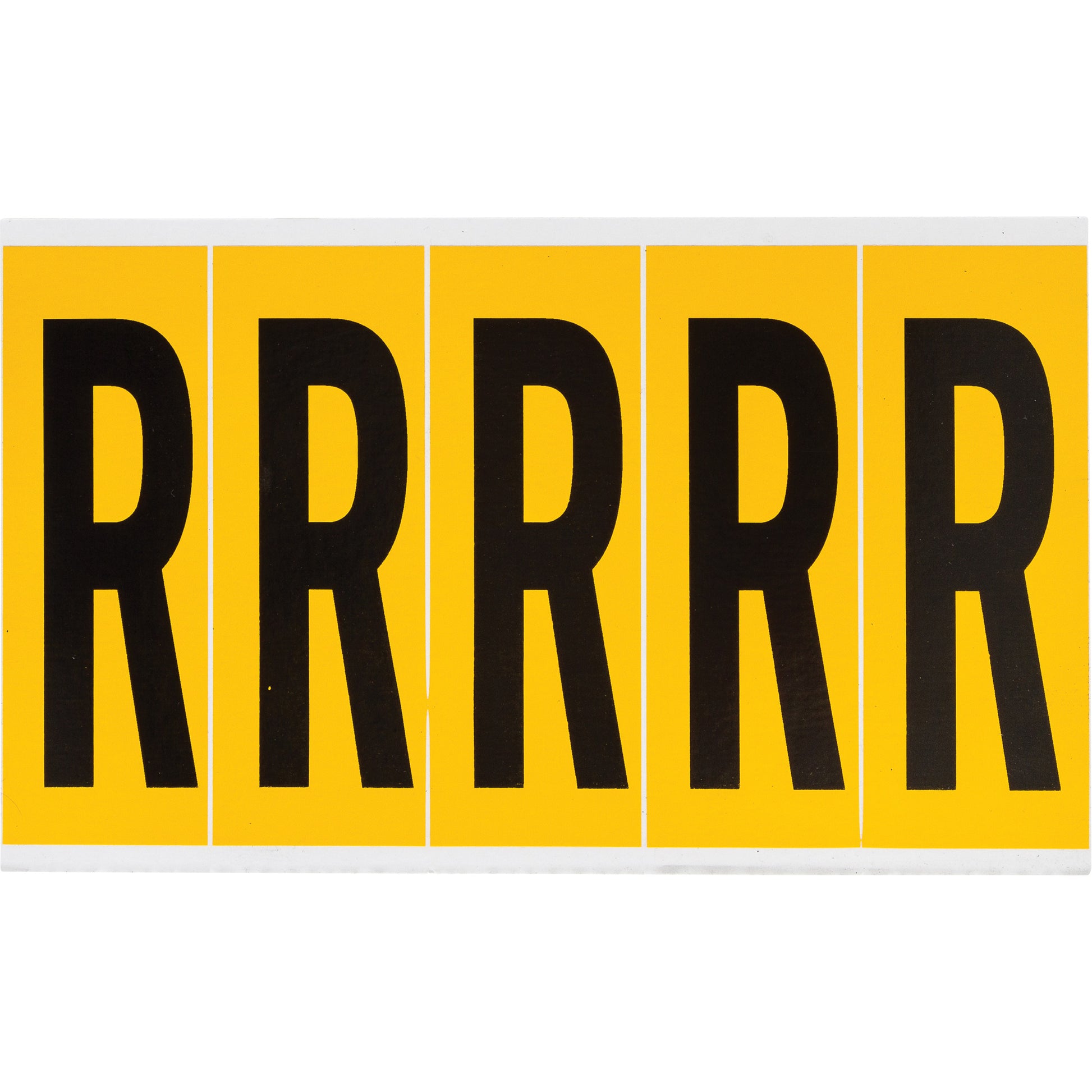 Brady Individual Number & Letter Labels, R, 4" H, Black on Yellow