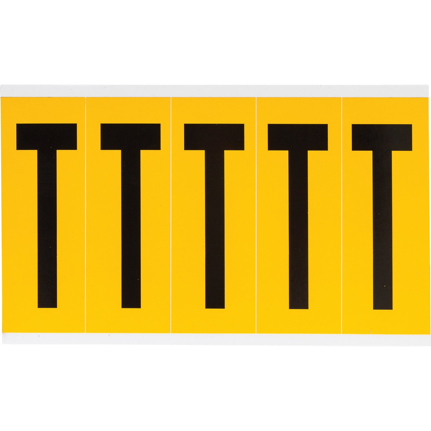 Brady Individual Number & Letter Labels, T, 4" H, Black on Yellow