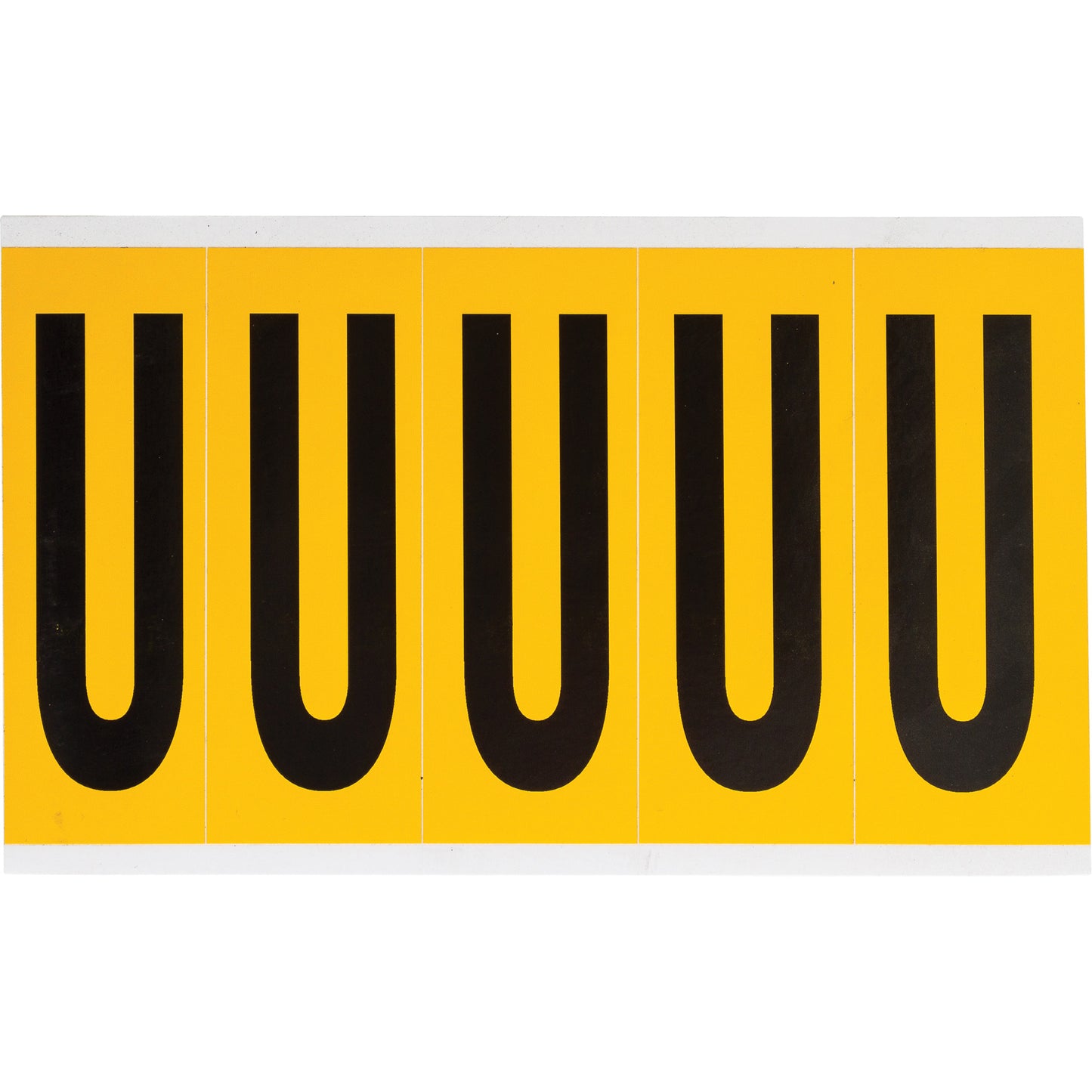 Brady Individual Number & Letter Labels, U, 4" H, Black on Yellow