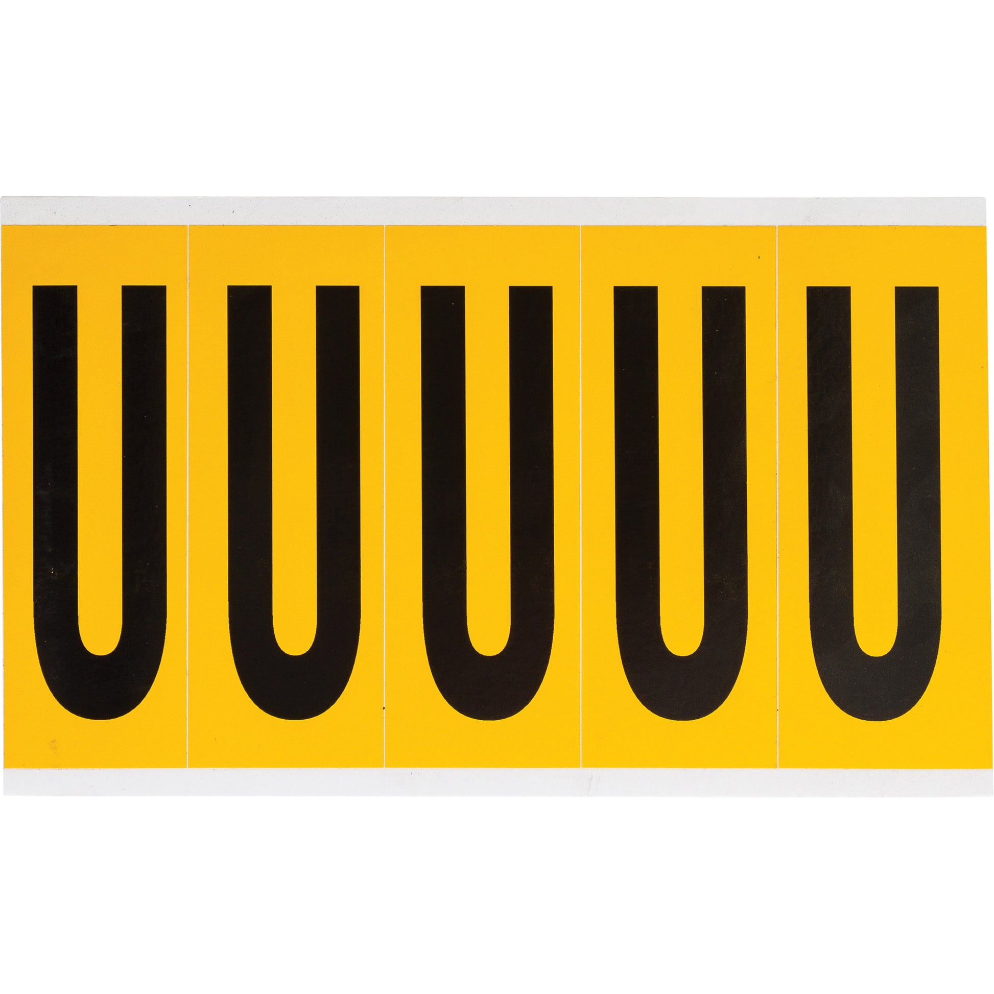 Brady Individual Number & Letter Labels, U, 4" H, Black on Yellow